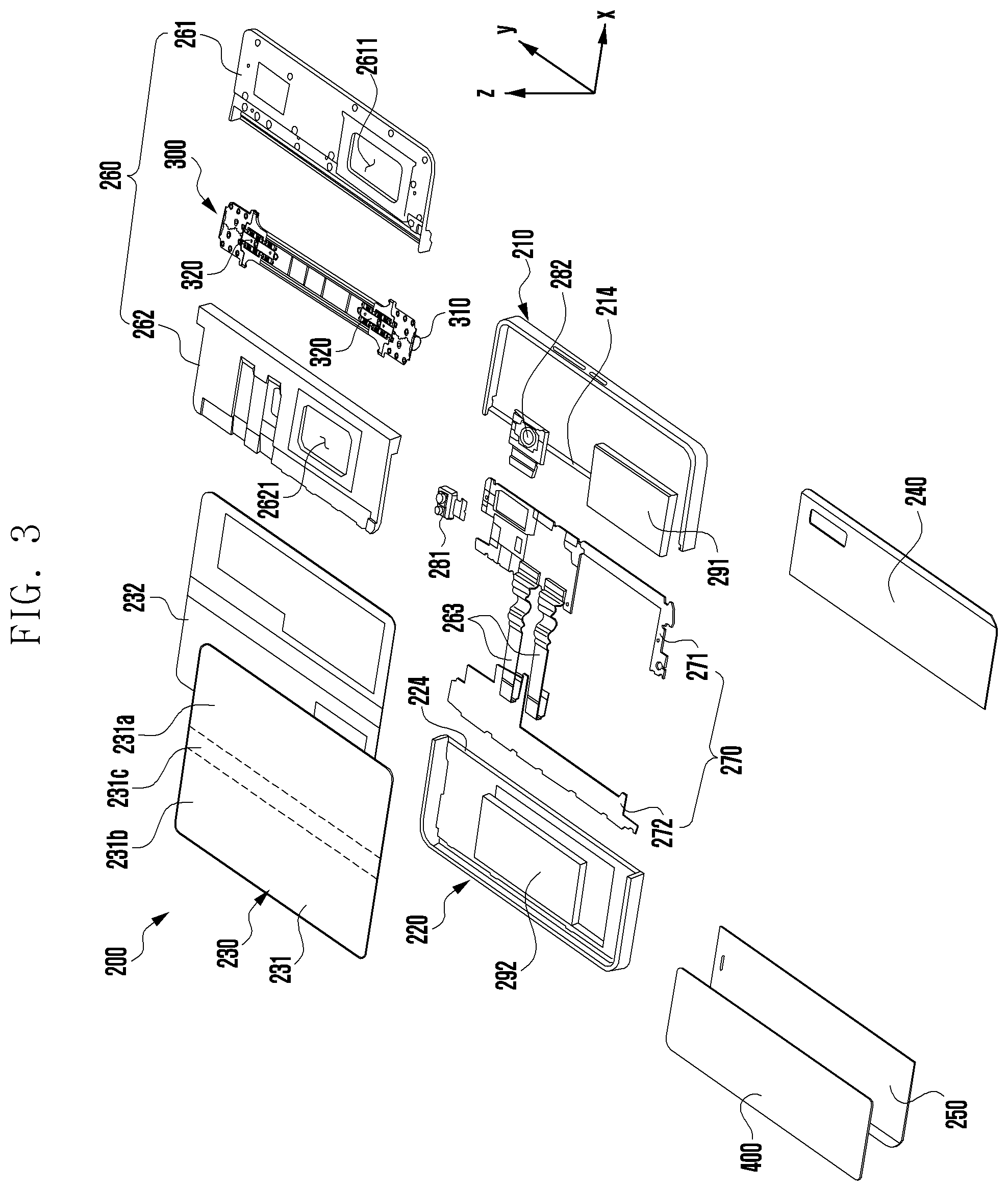Patent US12108550 Figure 3 – Electronic device including hinge module