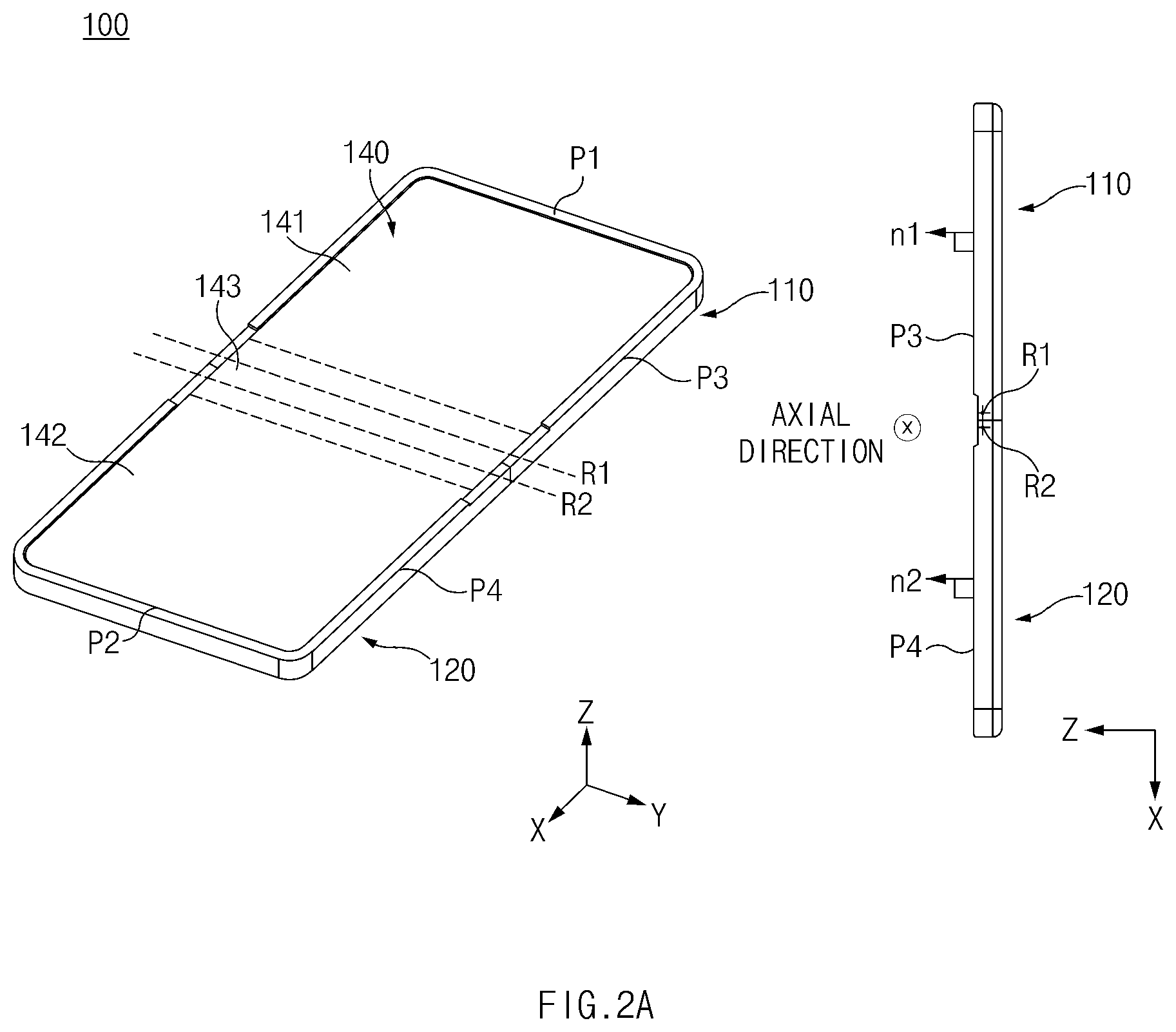 Patent US12108551 Figure 2 – Electronic device including hinge structure