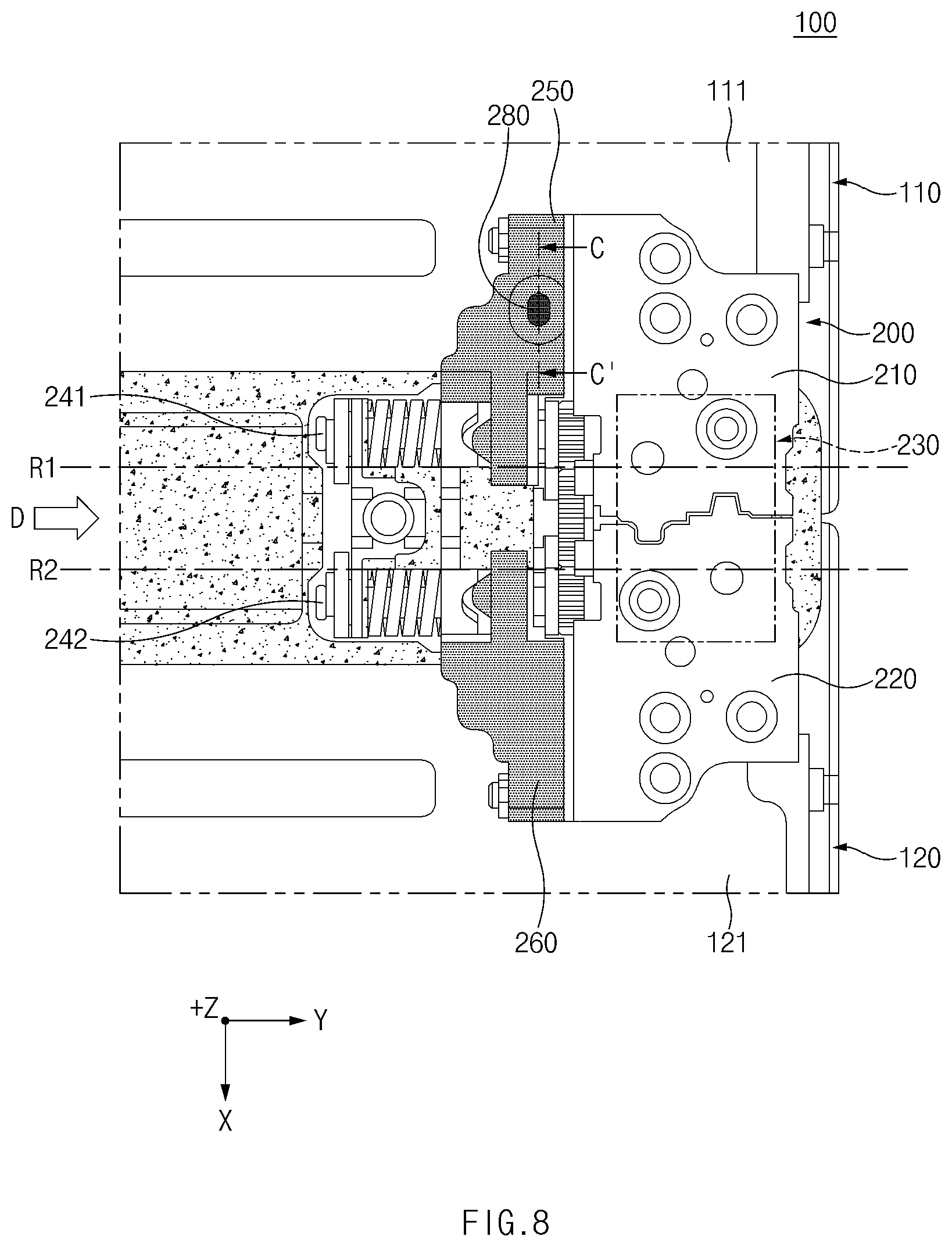 Patent US12108551 Figure 10 – Electronic device including hinge structure