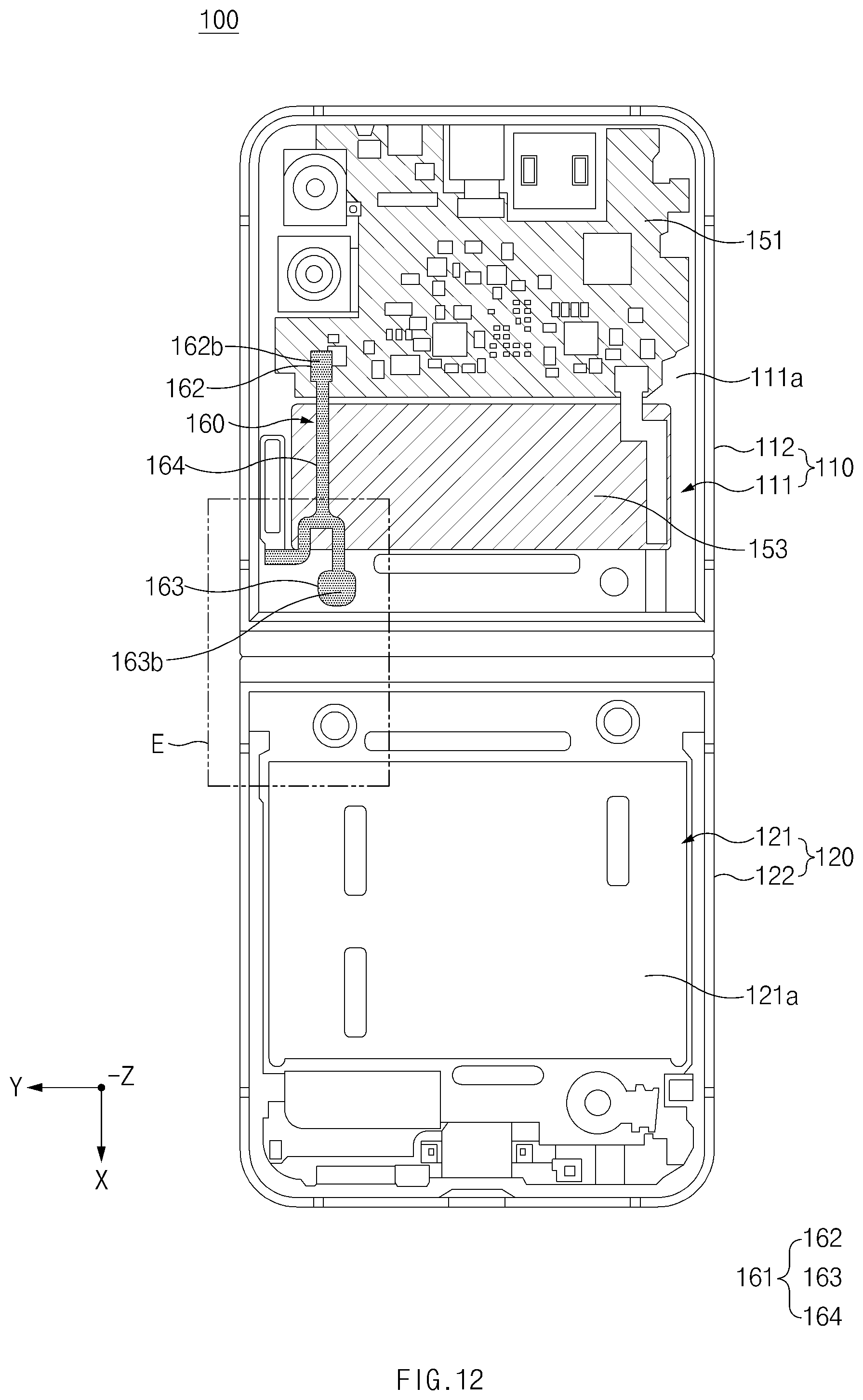 Patent US12108551 Figure 14 – Electronic device including hinge structure