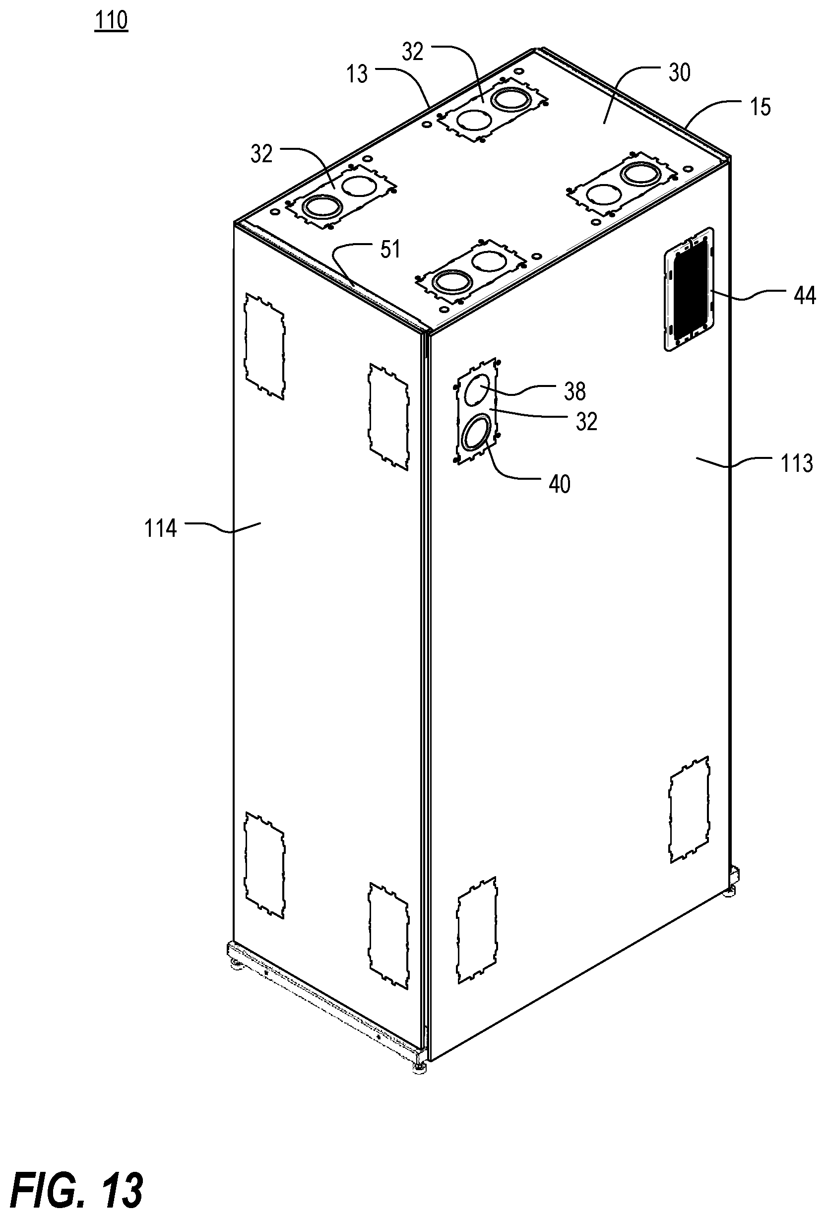 Patent US12108553 Figure 11 – Cable pass-through panel for electronic equipment enclosure