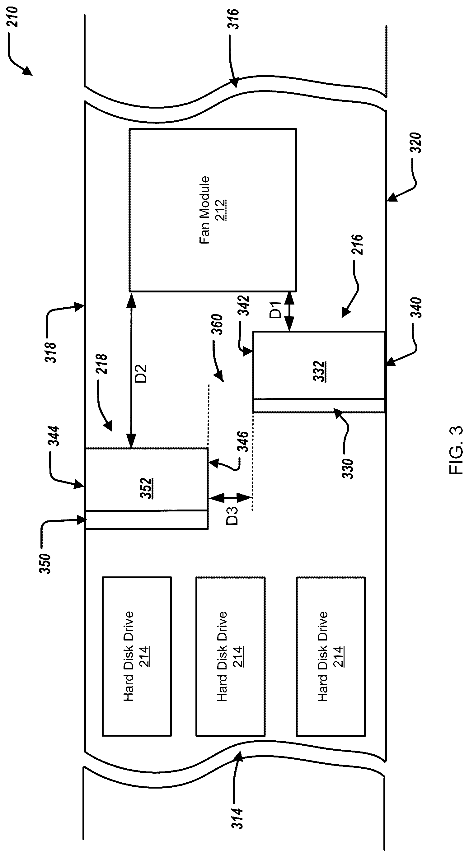 Patent US12108560 Figure 3 – Computing chassis including acoustical baffles
