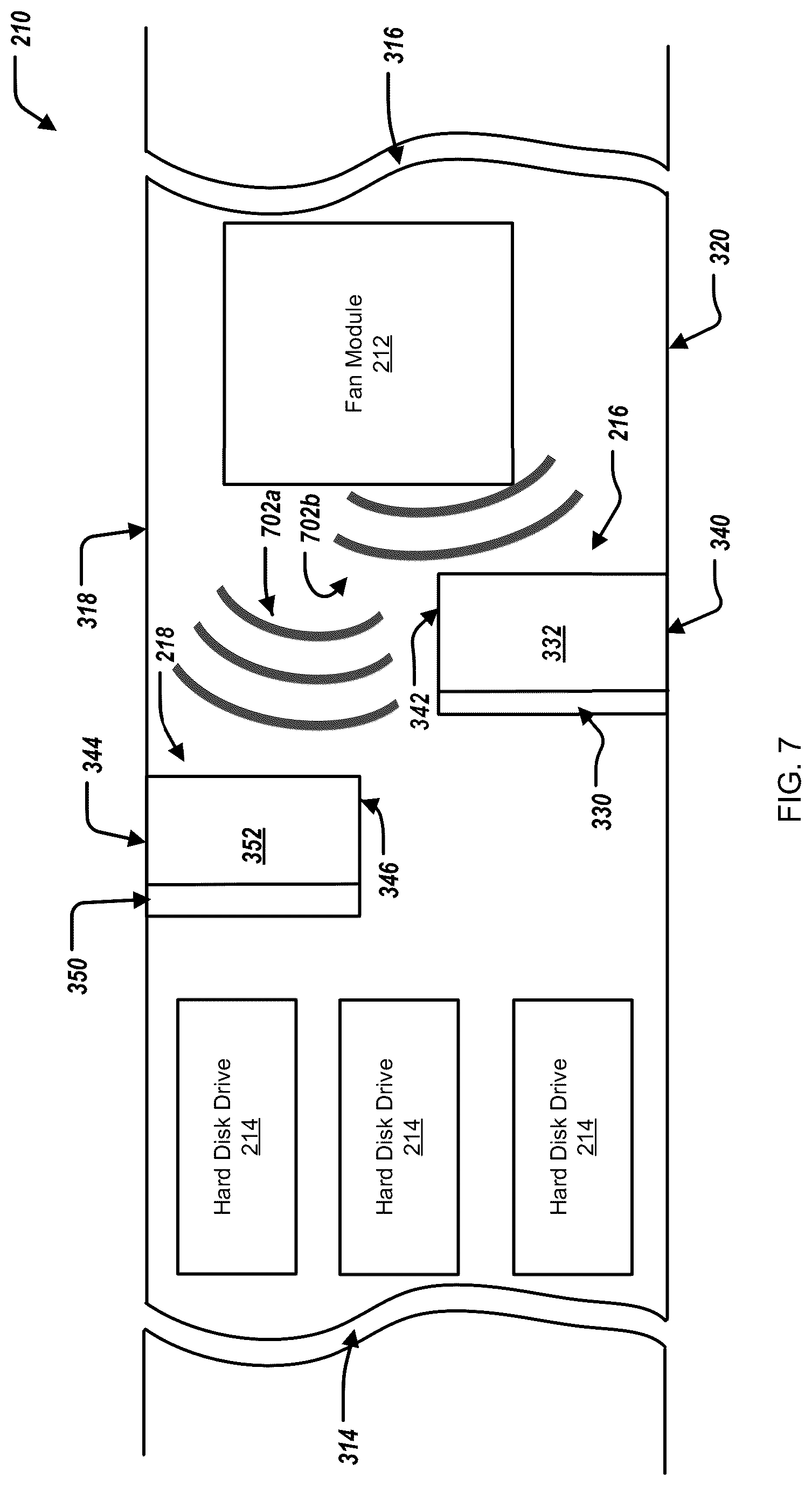 Patent US12108560 Figure 8 – Computing chassis including acoustical baffles
