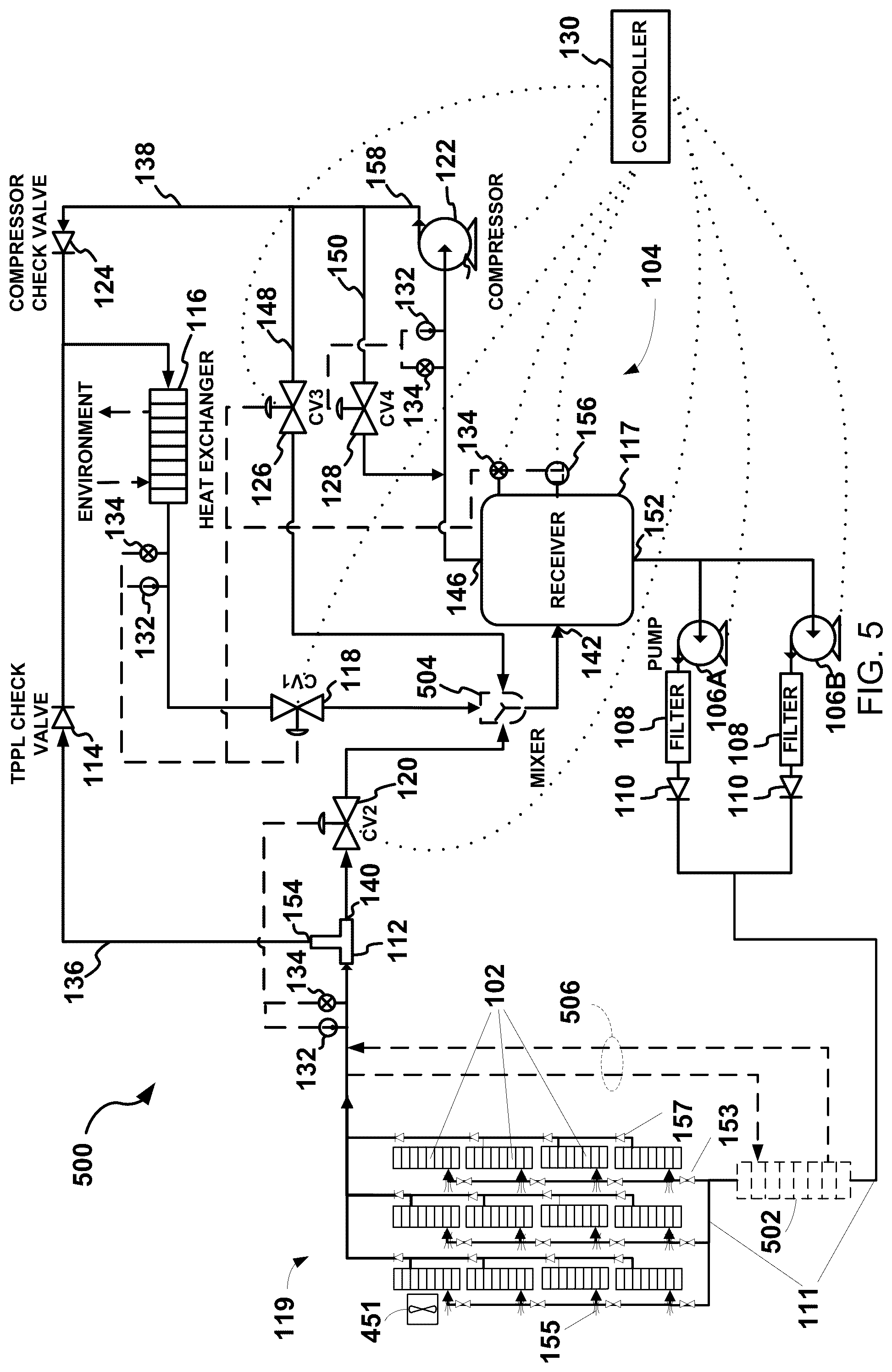 Patent US12108571 Figure 5 – Electronics cabinet cooling system