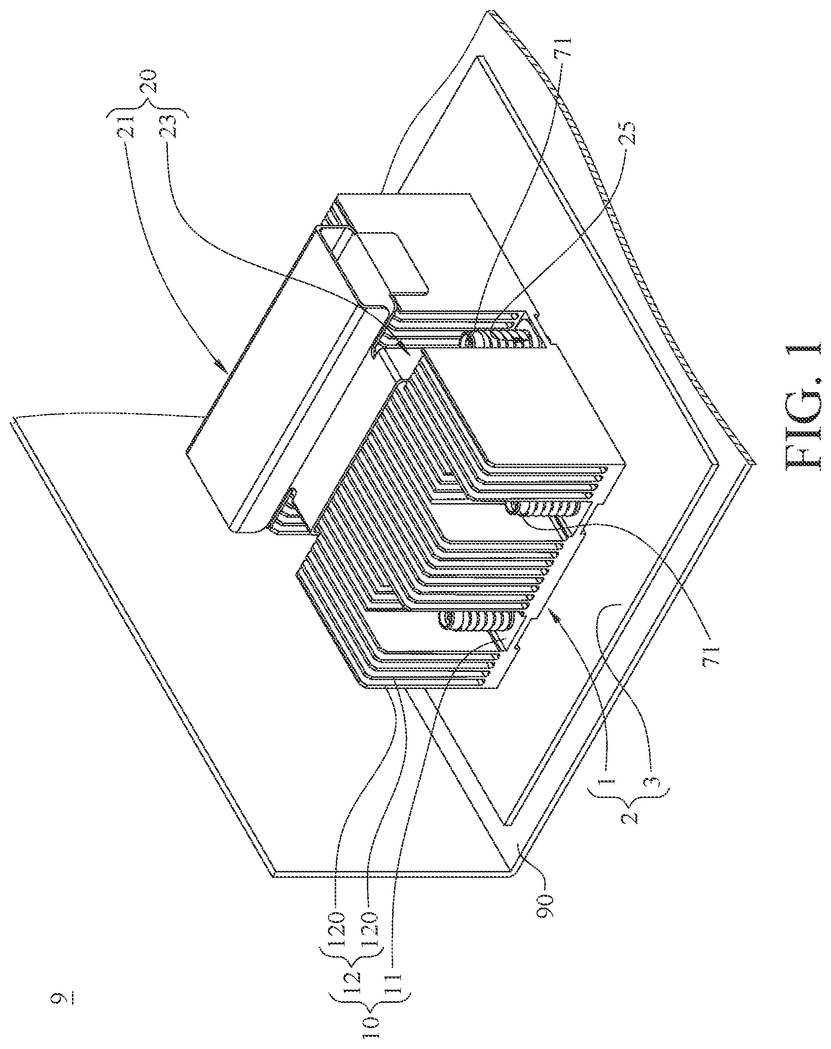 Patent US12108578 Figure 1 – Heat dissipating assembly and electronic assembly and electronic device including the same