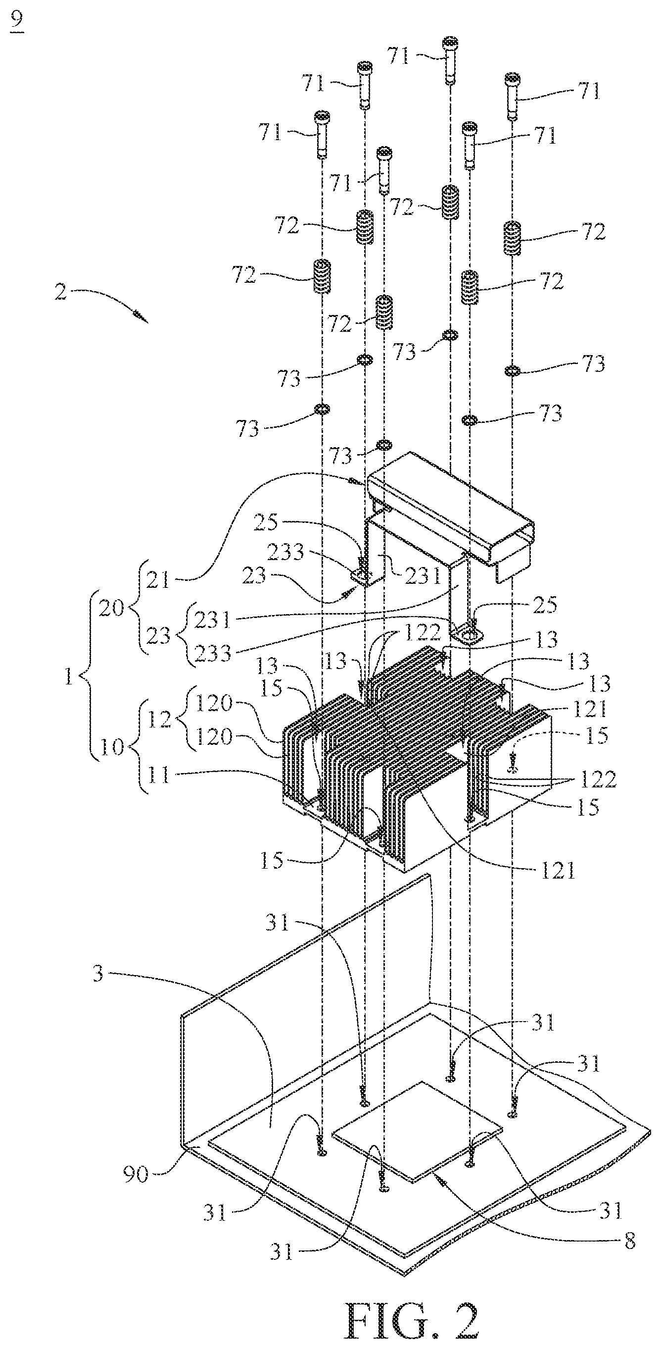 Patent US12108578 Figure 2 – Heat dissipating assembly and electronic assembly and electronic device including the same