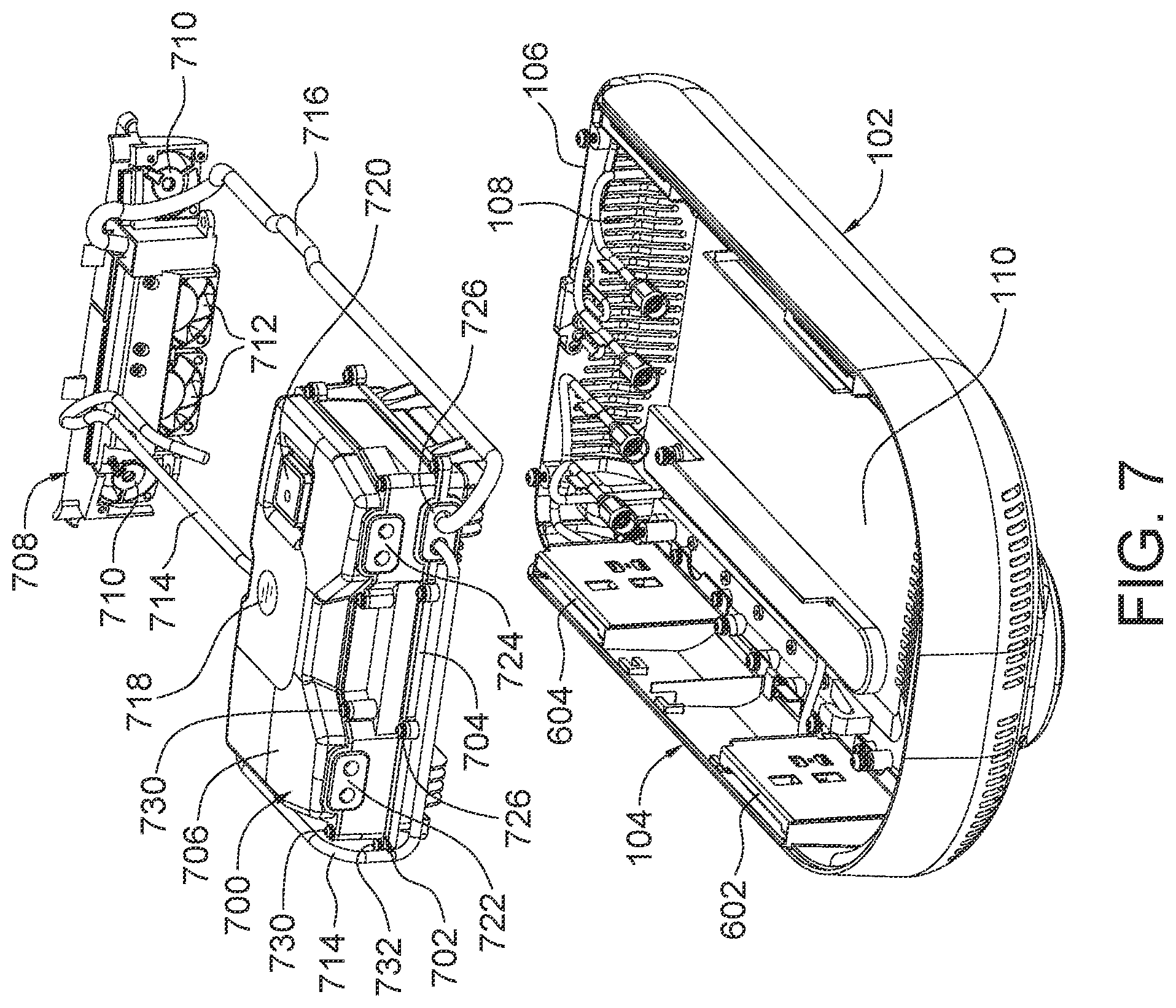Patent US12108581 Figure 7 – Multi-chambered shield enclosure for vertically stacked module arrangement and electronic apparatus incorporating same
