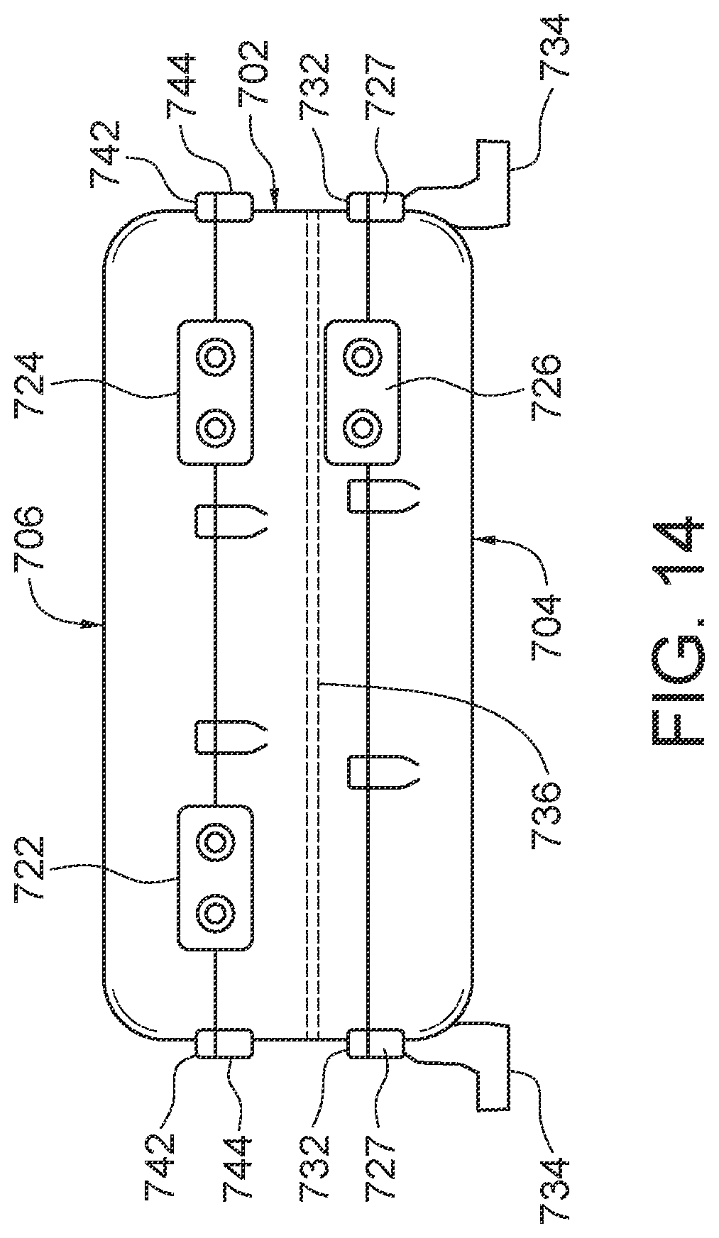 Patent US12108581 Figure 14 – Multi-chambered shield enclosure for vertically stacked module arrangement and electronic apparatus incorporating same