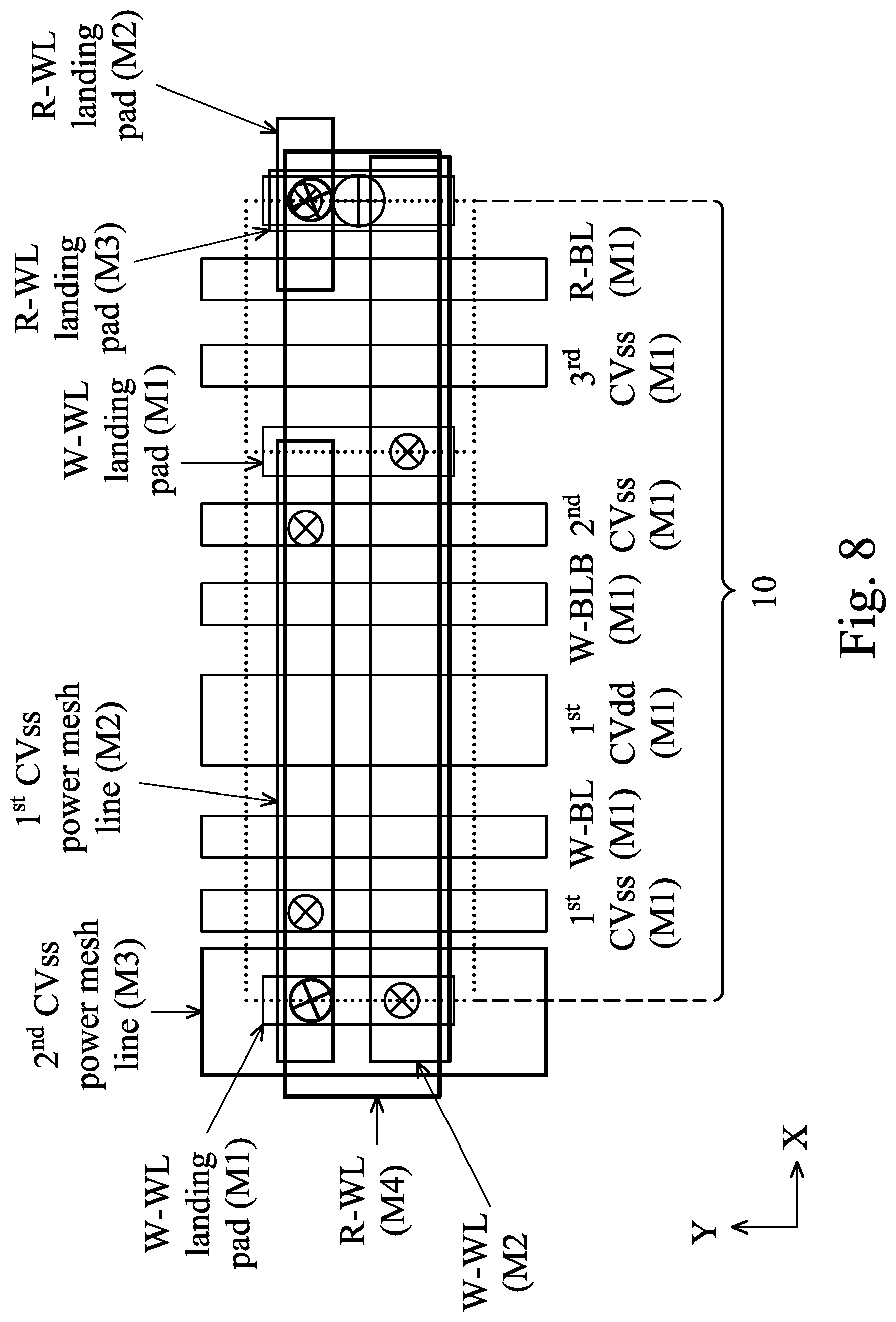 Patent US12108586 Figure 8 – Two-port SRAM structure