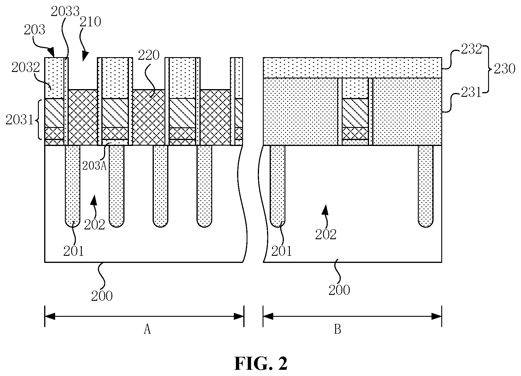 Patent US12108594 Figure 2 – Semiconductor device manufacturing method comprising first conductive layer with increased roughness in array region