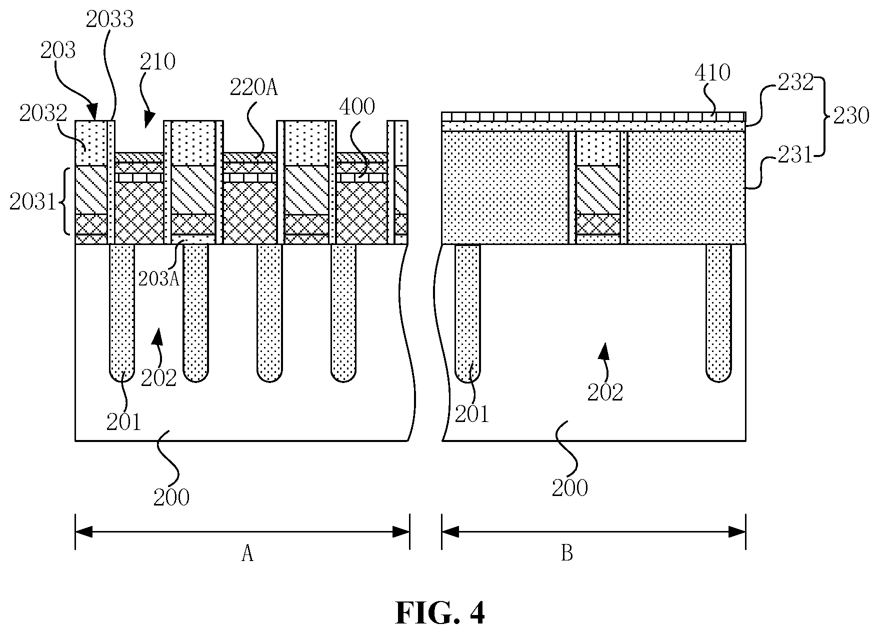 Patent US12108594 Figure 4 – Semiconductor device manufacturing method comprising first conductive layer with increased roughness in array region