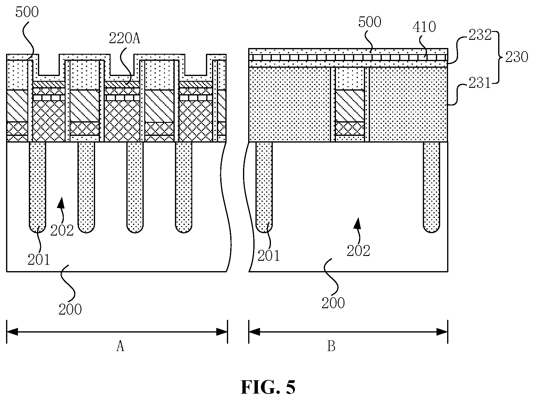 Patent US12108594 Figure 5 – Semiconductor device manufacturing method comprising first conductive layer with increased roughness in array region