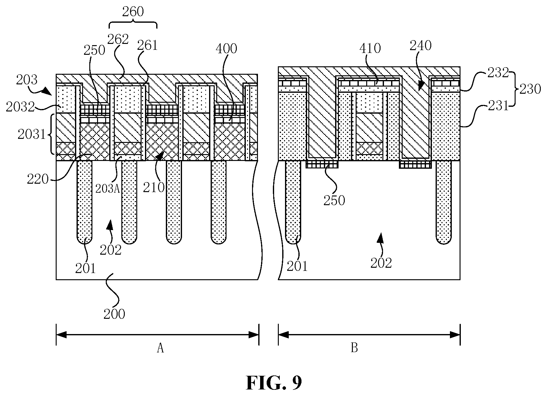 Patent US12108594 Figure 9 – Semiconductor device manufacturing method comprising first conductive layer with increased roughness in array region