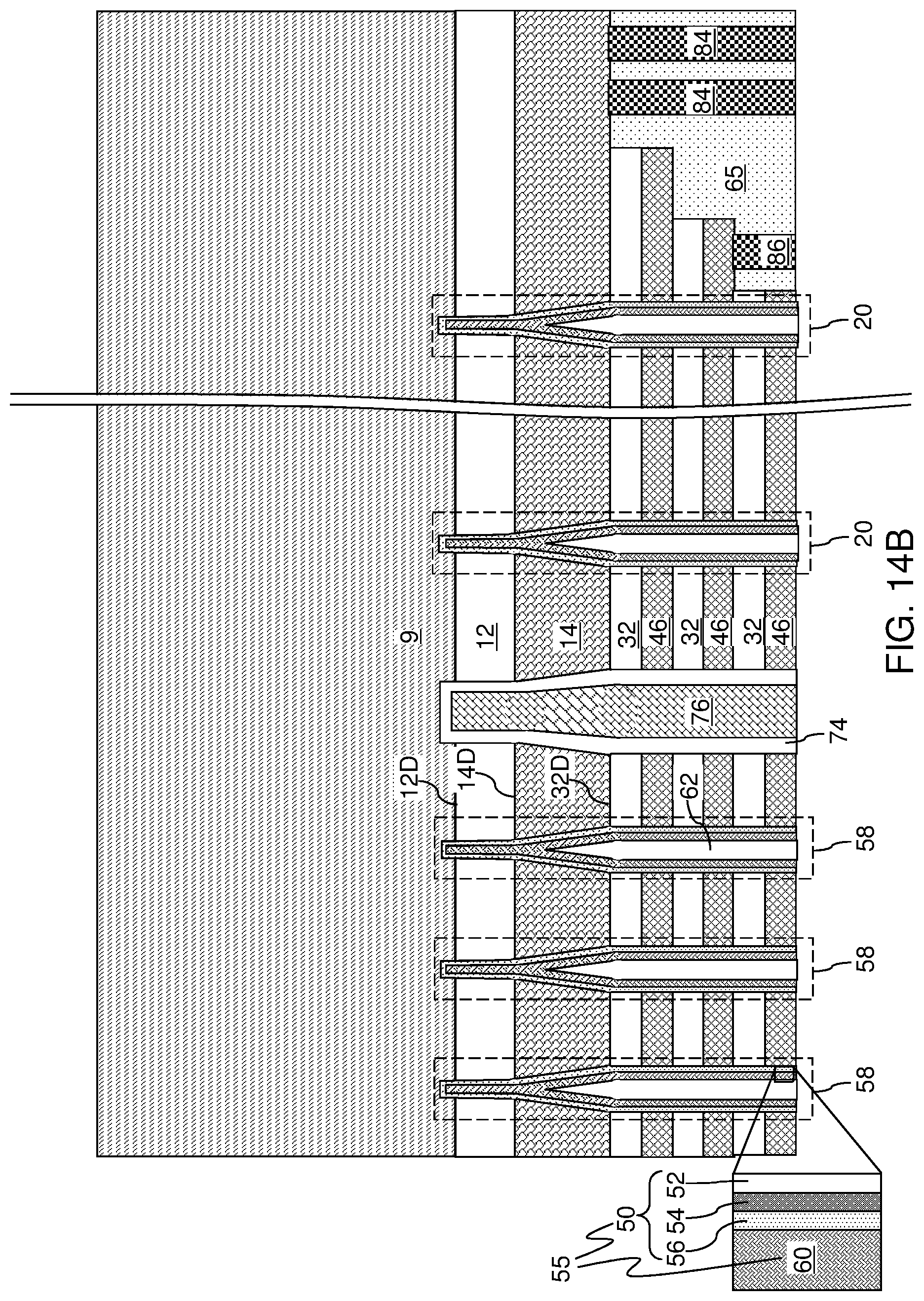 Patent US12108597 Figure 18 – Three-dimensional memory device containing a pillar contact between channel and source and methods of making the same