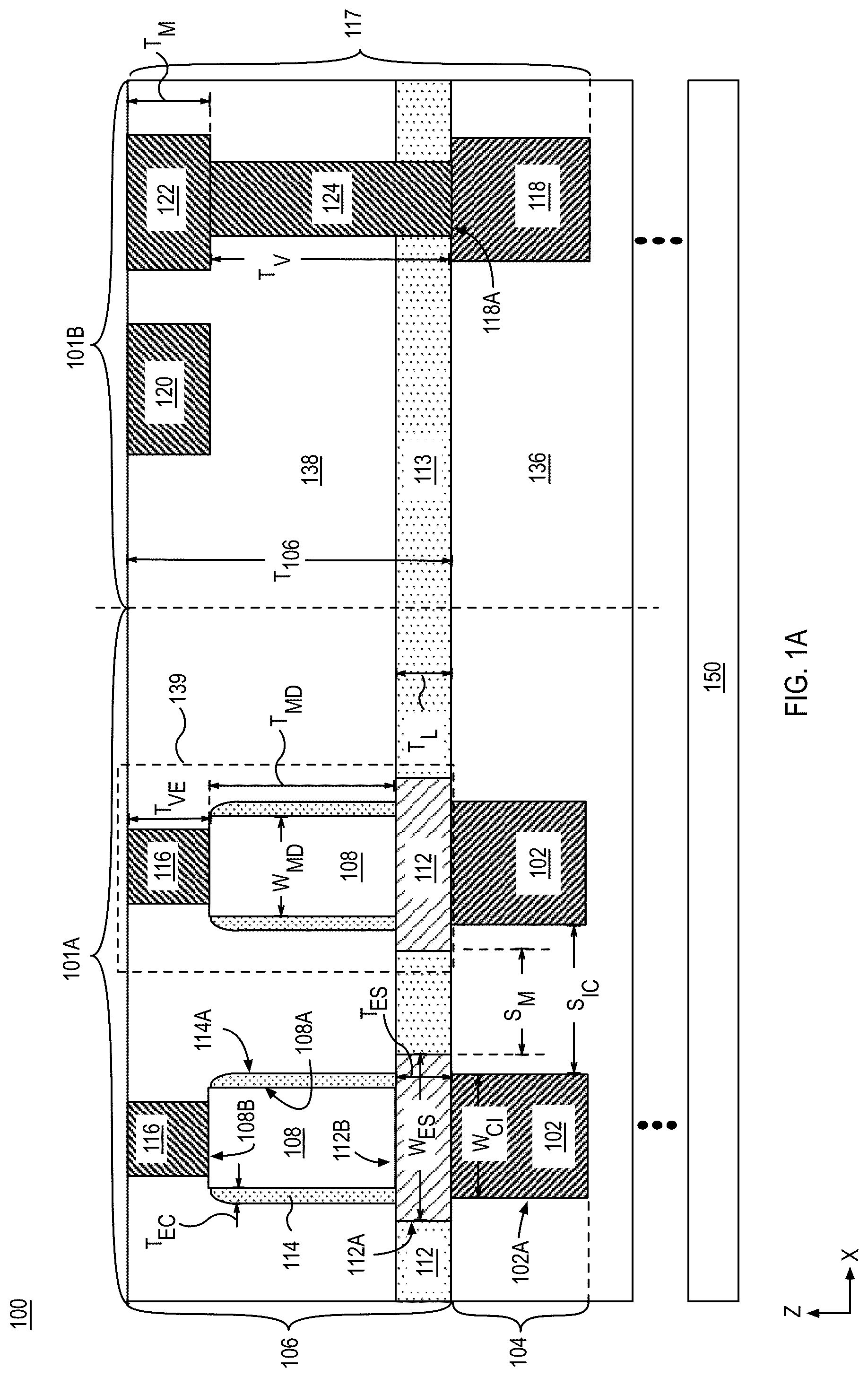 Patent US12108608 Figure 1 – Memory devices with dual encapsulation layers and methods of fabrication