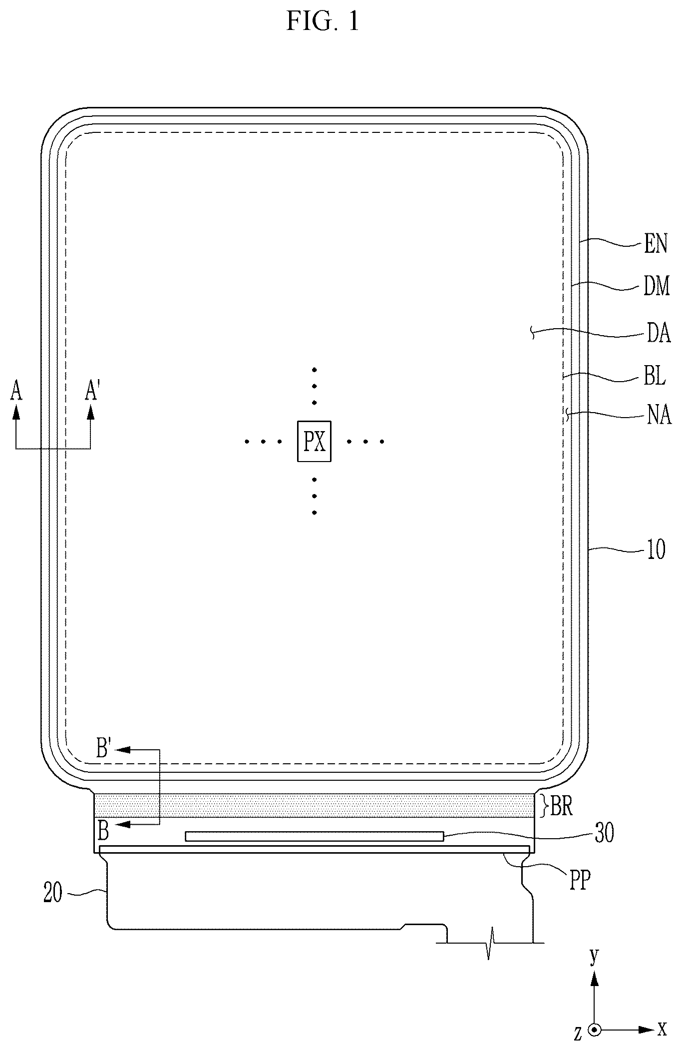Patent US12108621 Figure 1 – Display device