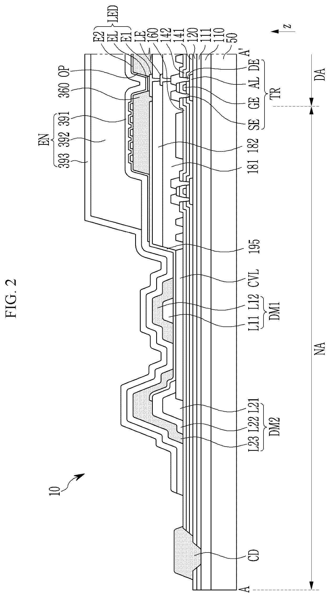 Patent US12108621 Figure 2 – Display device
