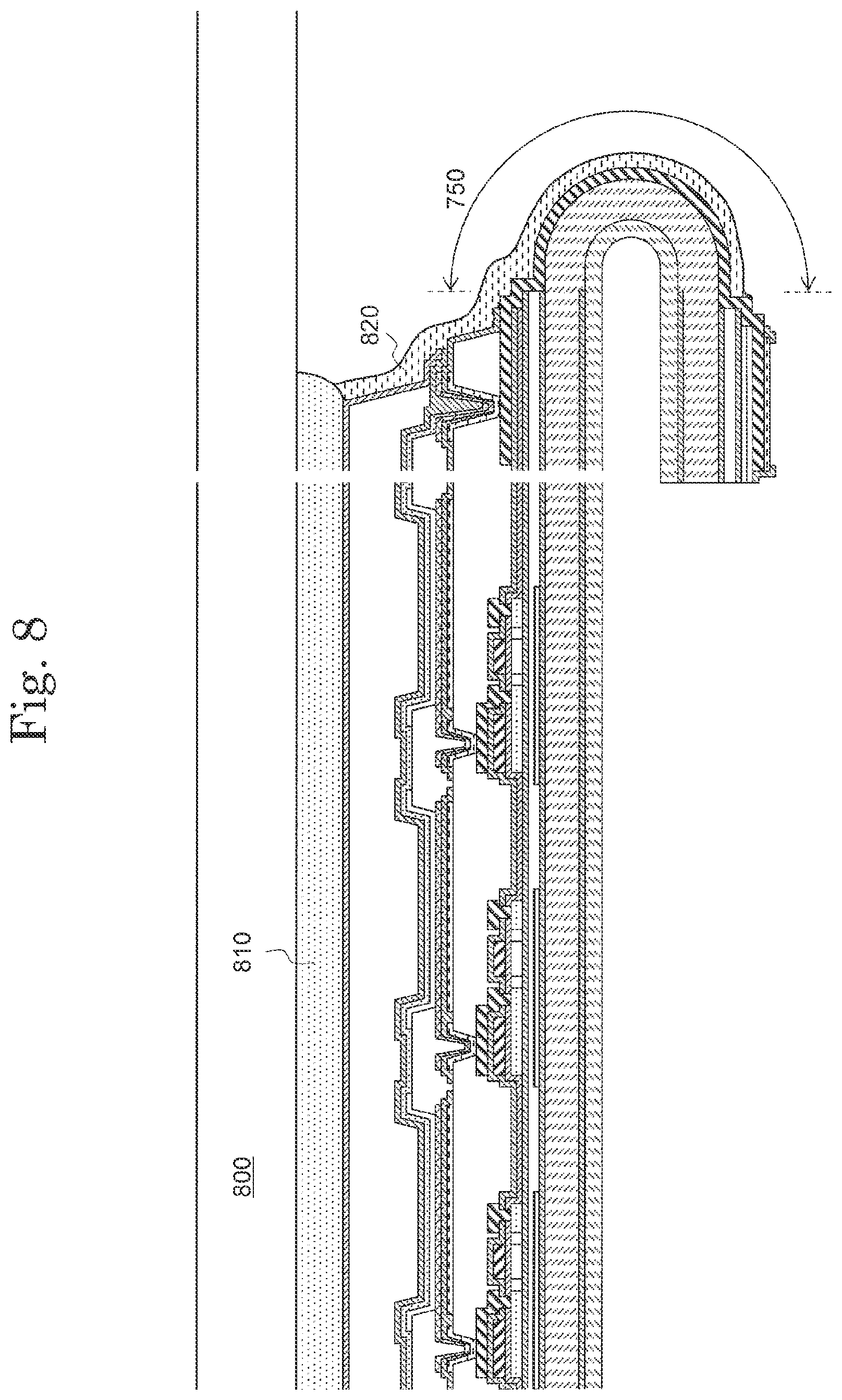 Patent US12108624 Figure 10 – Display device including bending region including laminated first and second resin layers