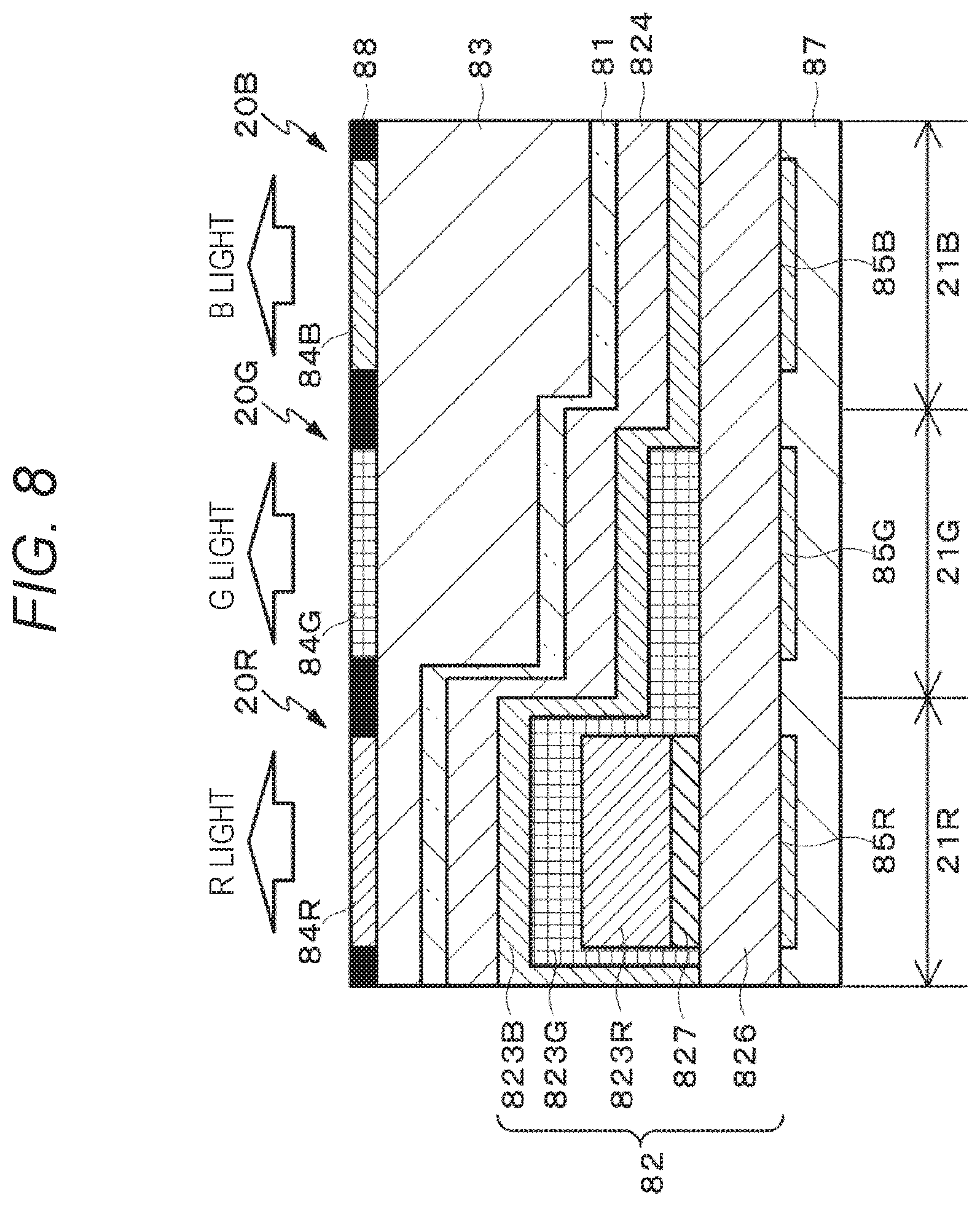 Patent US12108625 Figure 8 – Display device, method of manufacturing display device, and electronic device