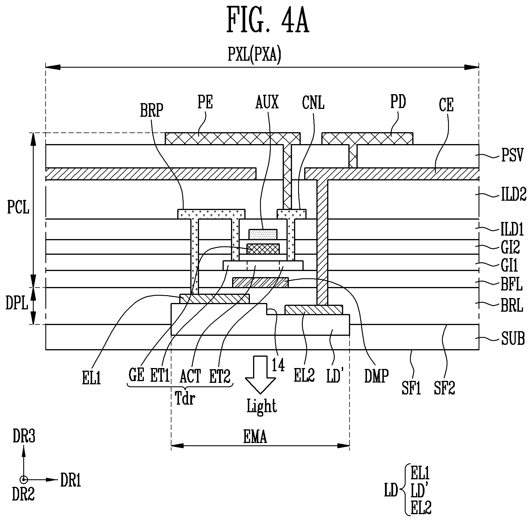 Patent US12108634 Figure 4 – Display device and method of fabricating the same