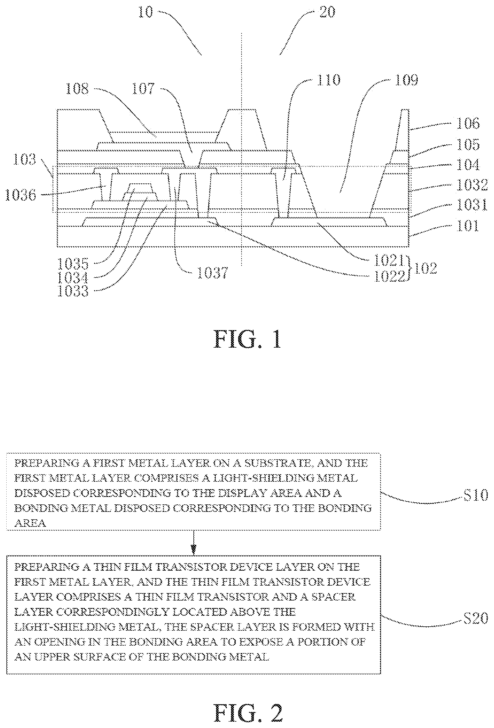 Patent US12108636 Figure 1 – OLED display panel and manufacturing method thereof