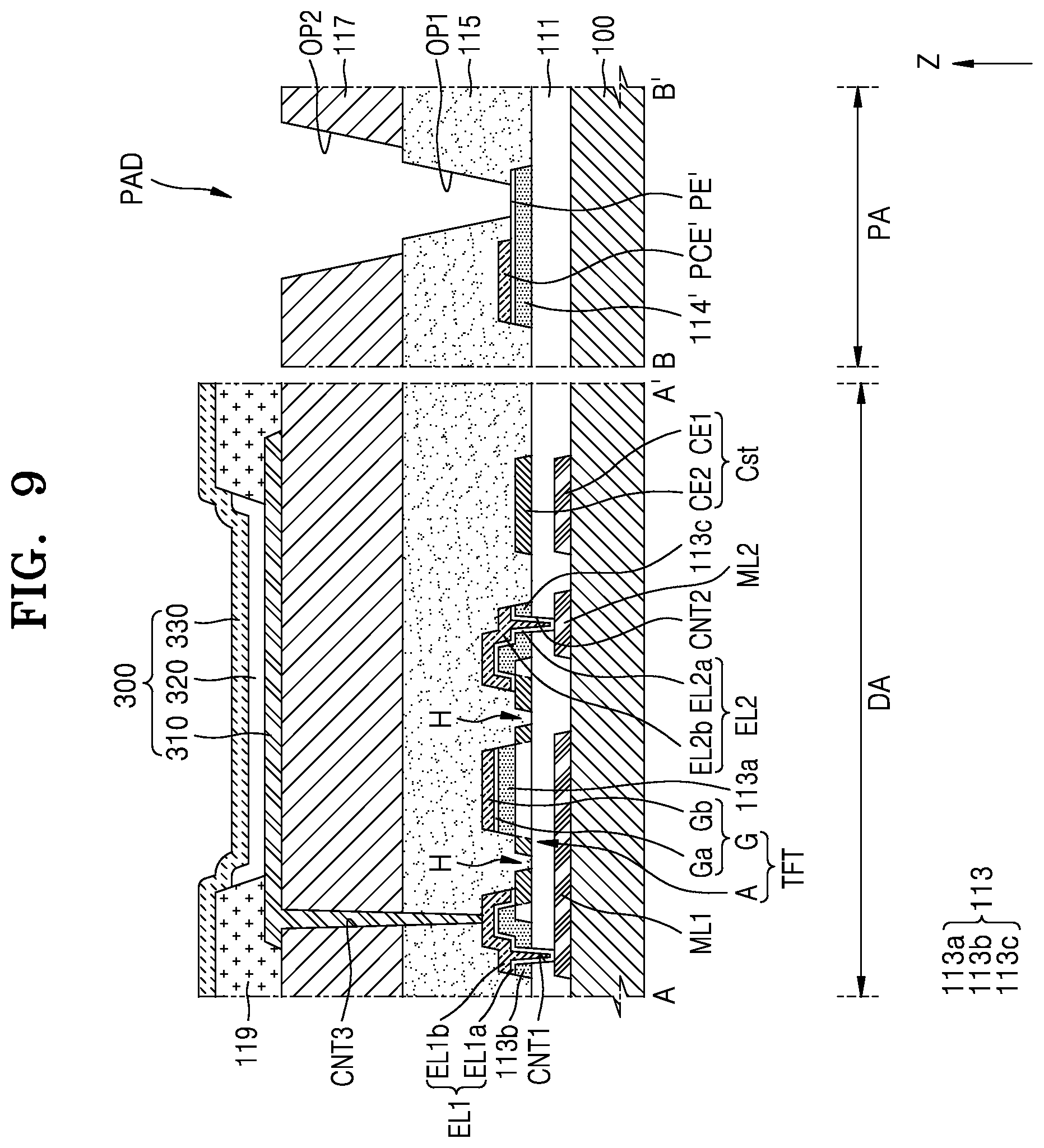Patent US12108638 Figure 11 – Display apparatus with exposed pad electrode
