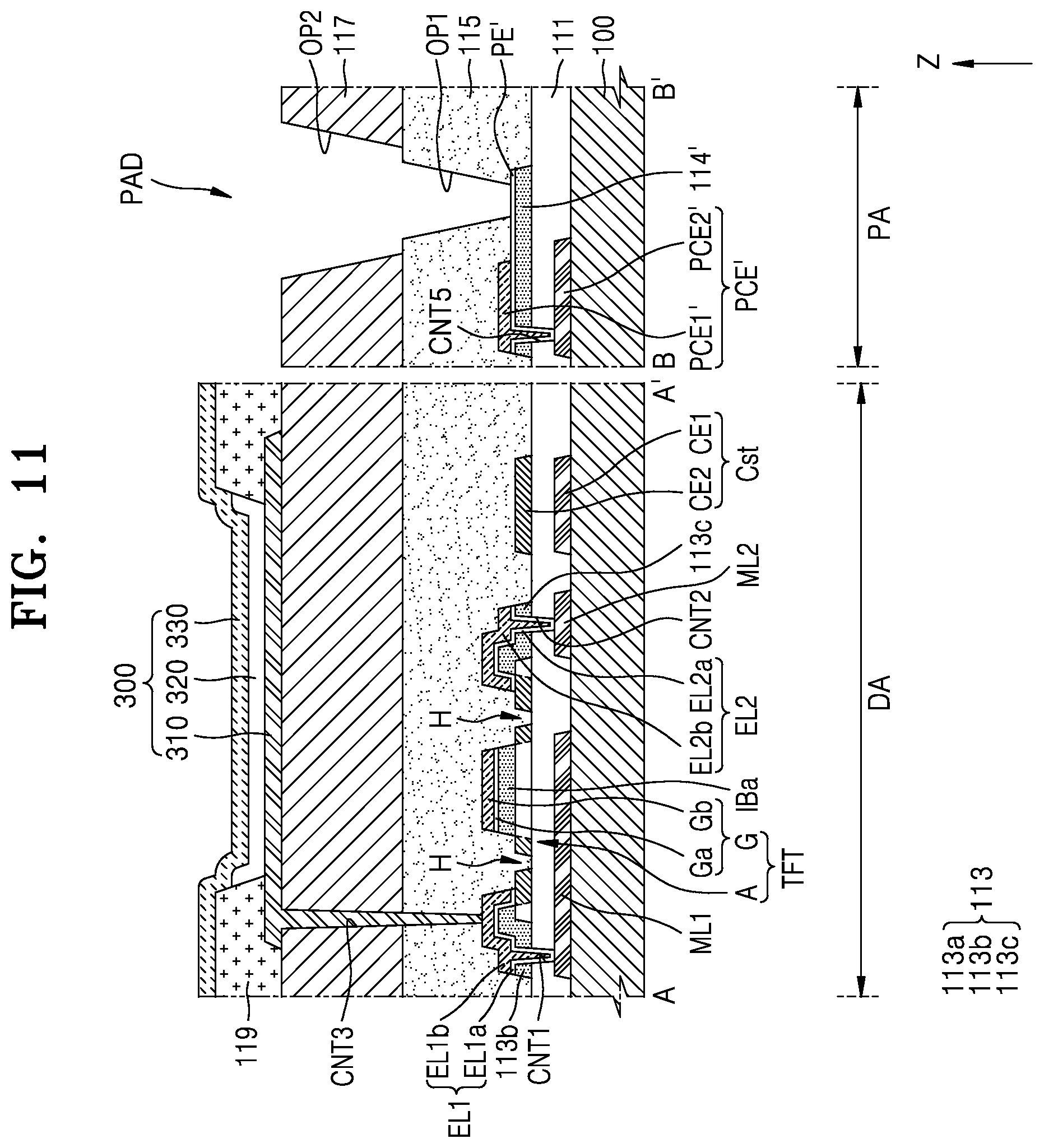 Patent US12108638 Figure 13 – Display apparatus with exposed pad electrode
