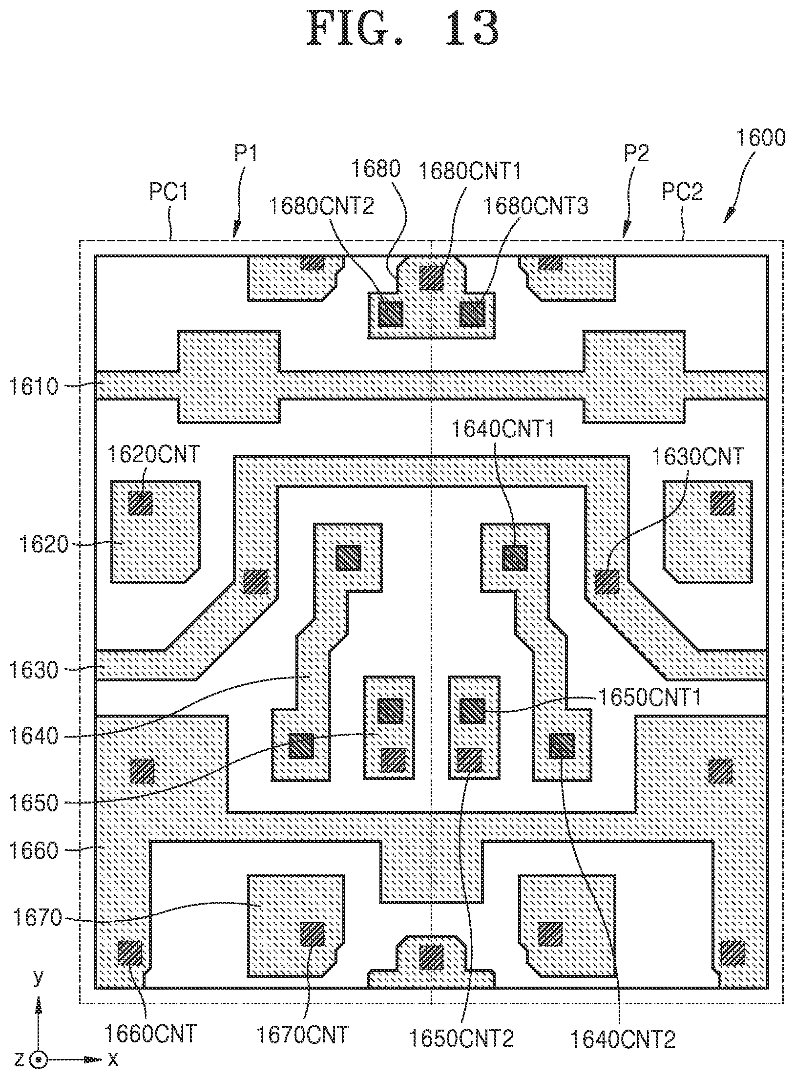Patent US12108642 Figure 13 – Display substrate including third gate line between first gate electrode and second active pattern