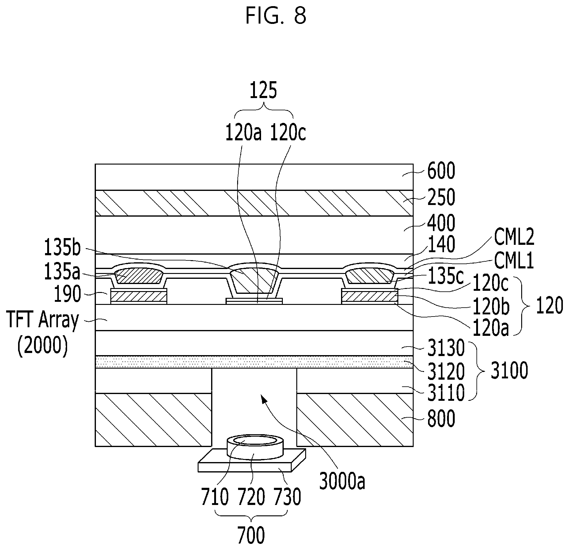 Patent US12108650 Figure 9 – Display device including stepped section substrate with embedded camera