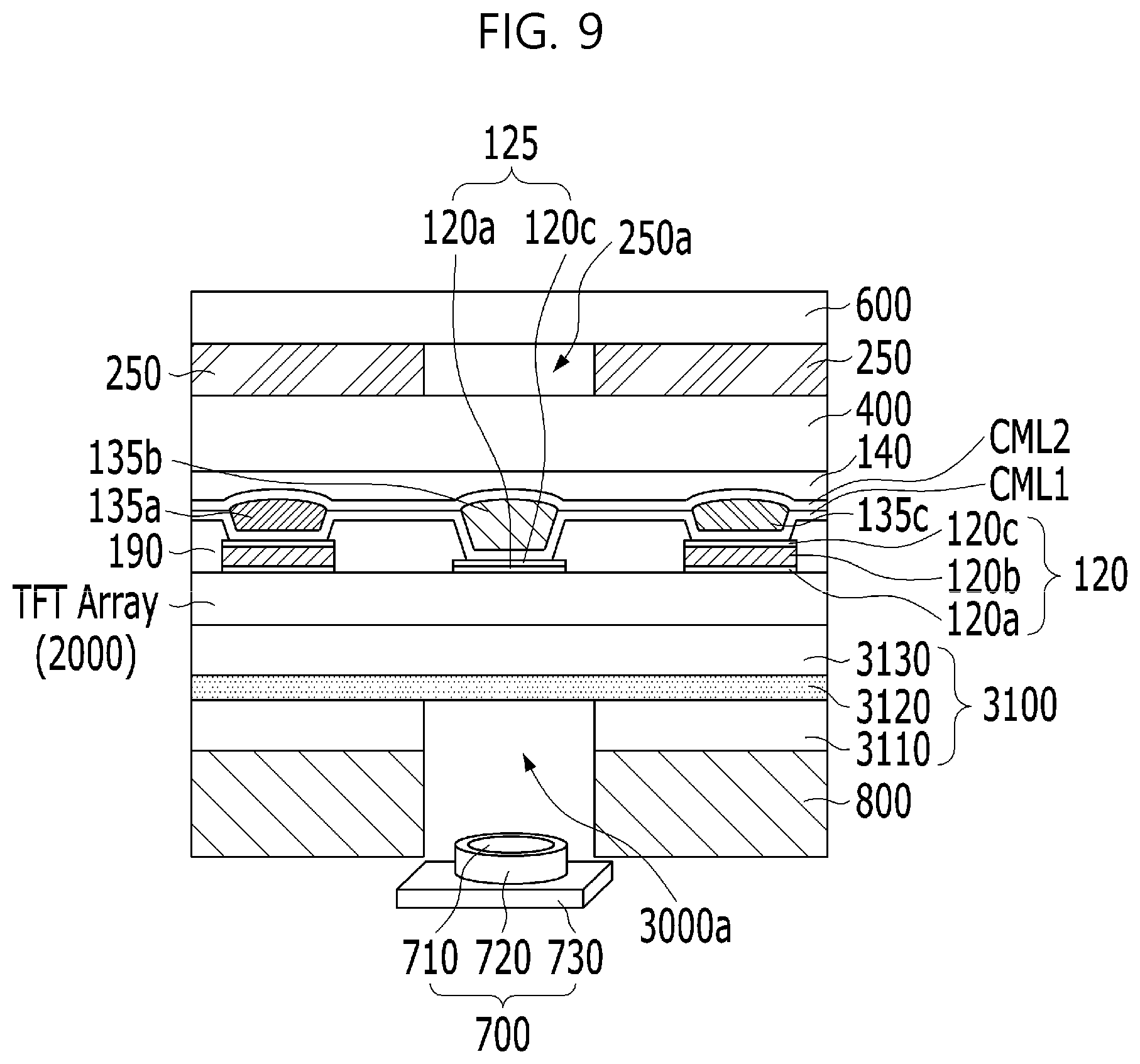 Patent US12108650 Figure 10 – Display device including stepped section substrate with embedded camera