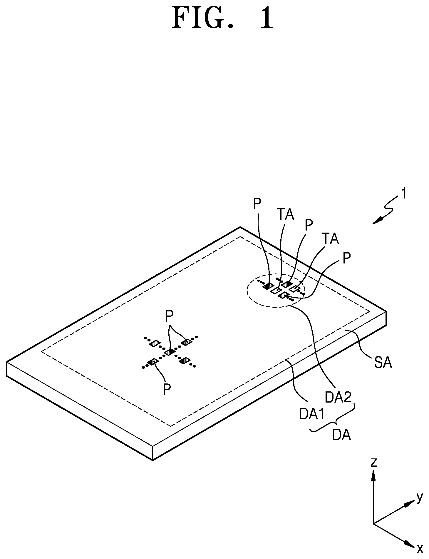Patent US12108653 Figure 1 – Display panel having transmission area between pixel circuits and electronic apparatus including the same