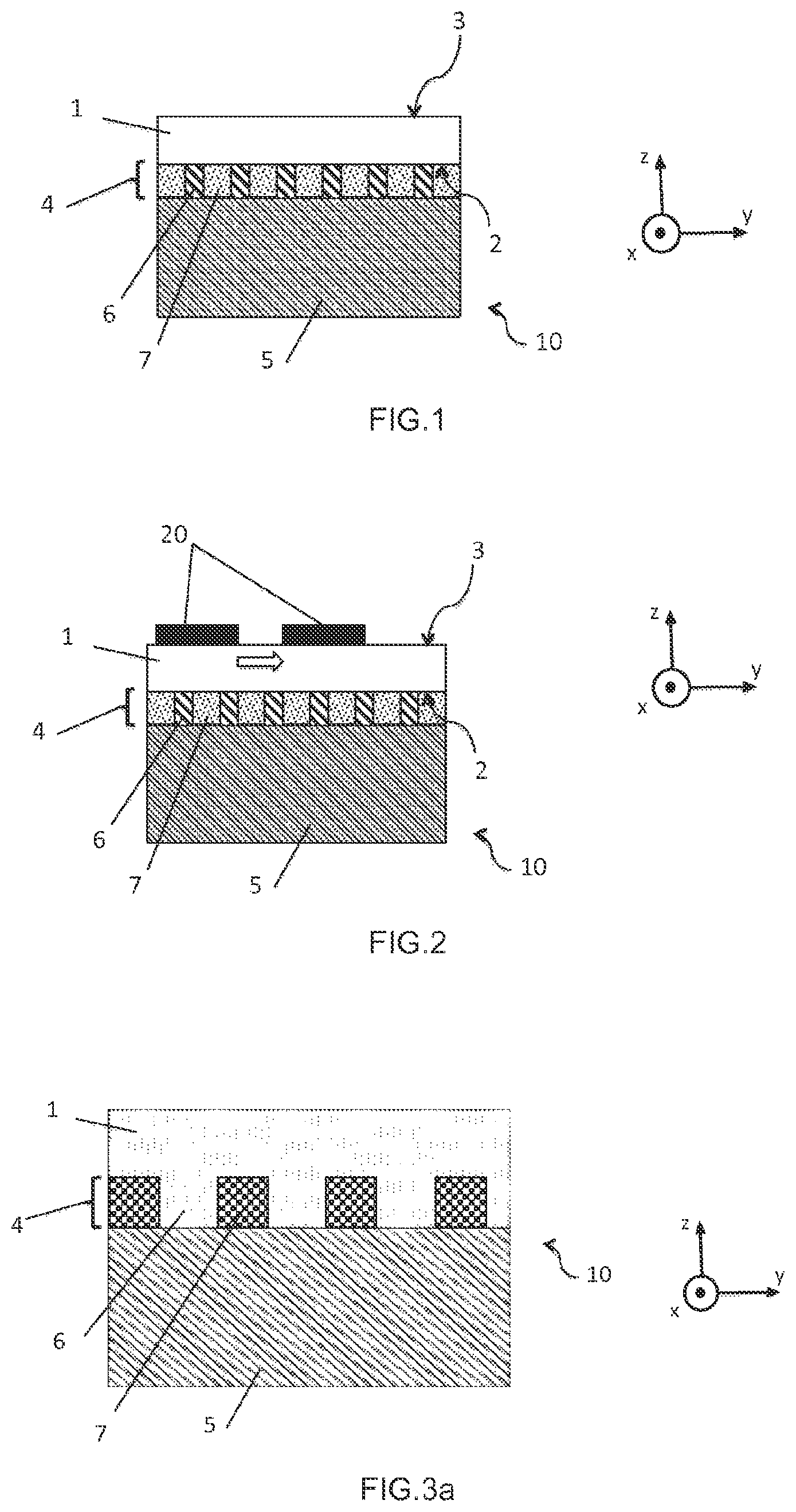 Patent US12108678 Figure 1 – Hybrid structure for a surface acoustic wave device