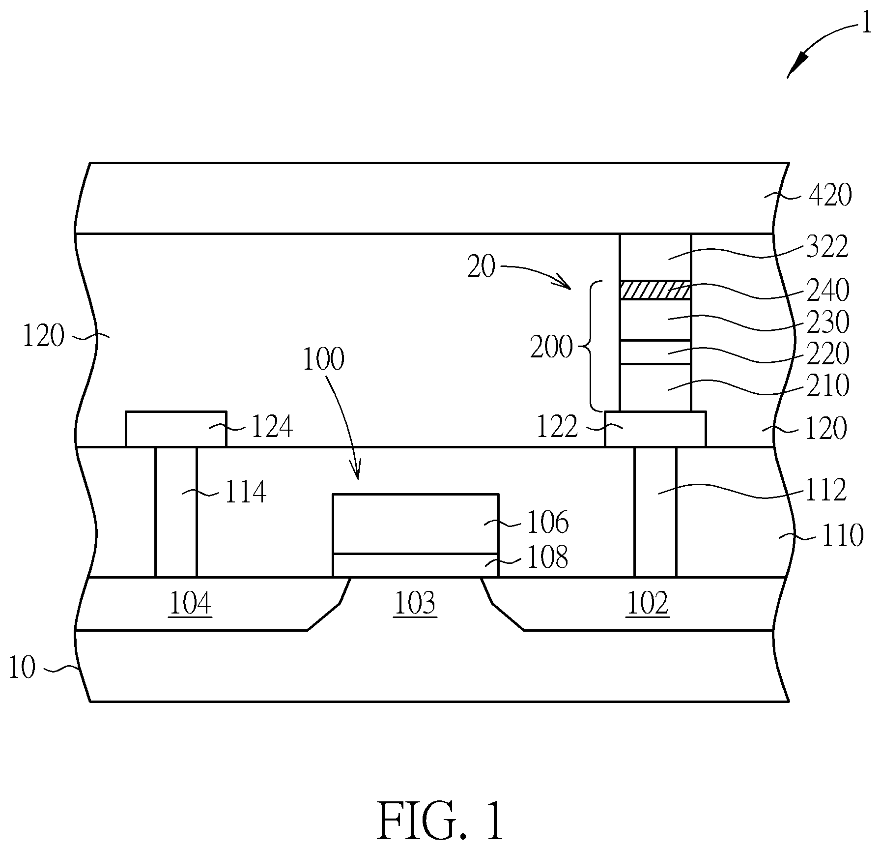 Patent US12108684 Figure 1 – Magnetic tunneling junction element with a composite capping layer and magnetoresistive random access memory device using the same