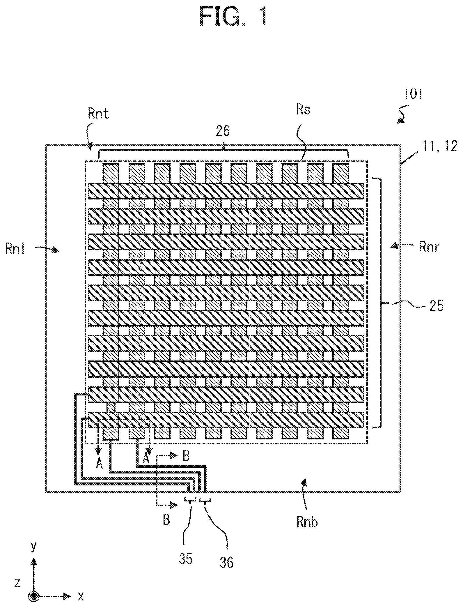 Patent US12112005 Figure 1 – Electrostatic capacitive touch panel