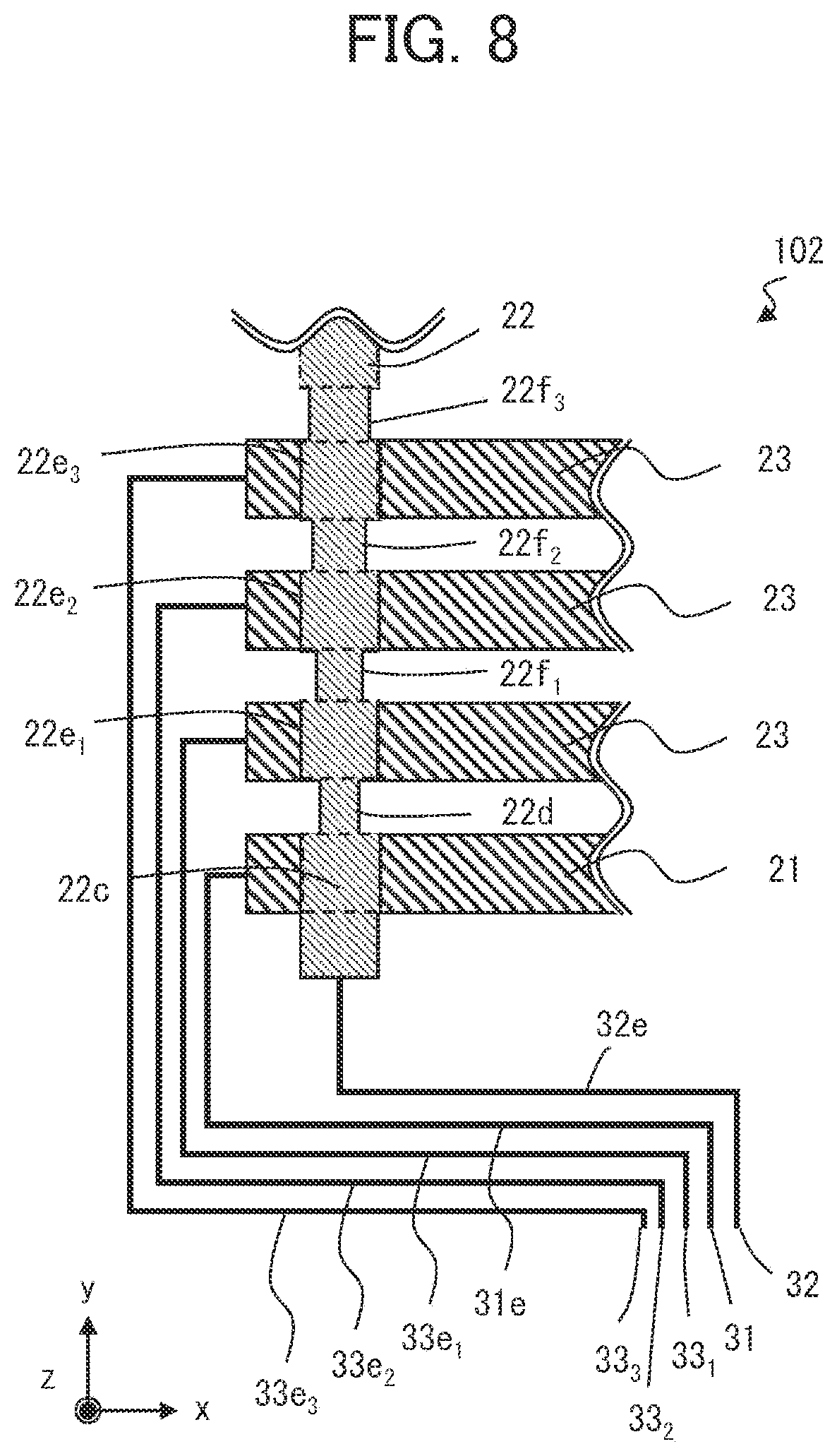 Patent US12112005 Figure 8 – Electrostatic capacitive touch panel