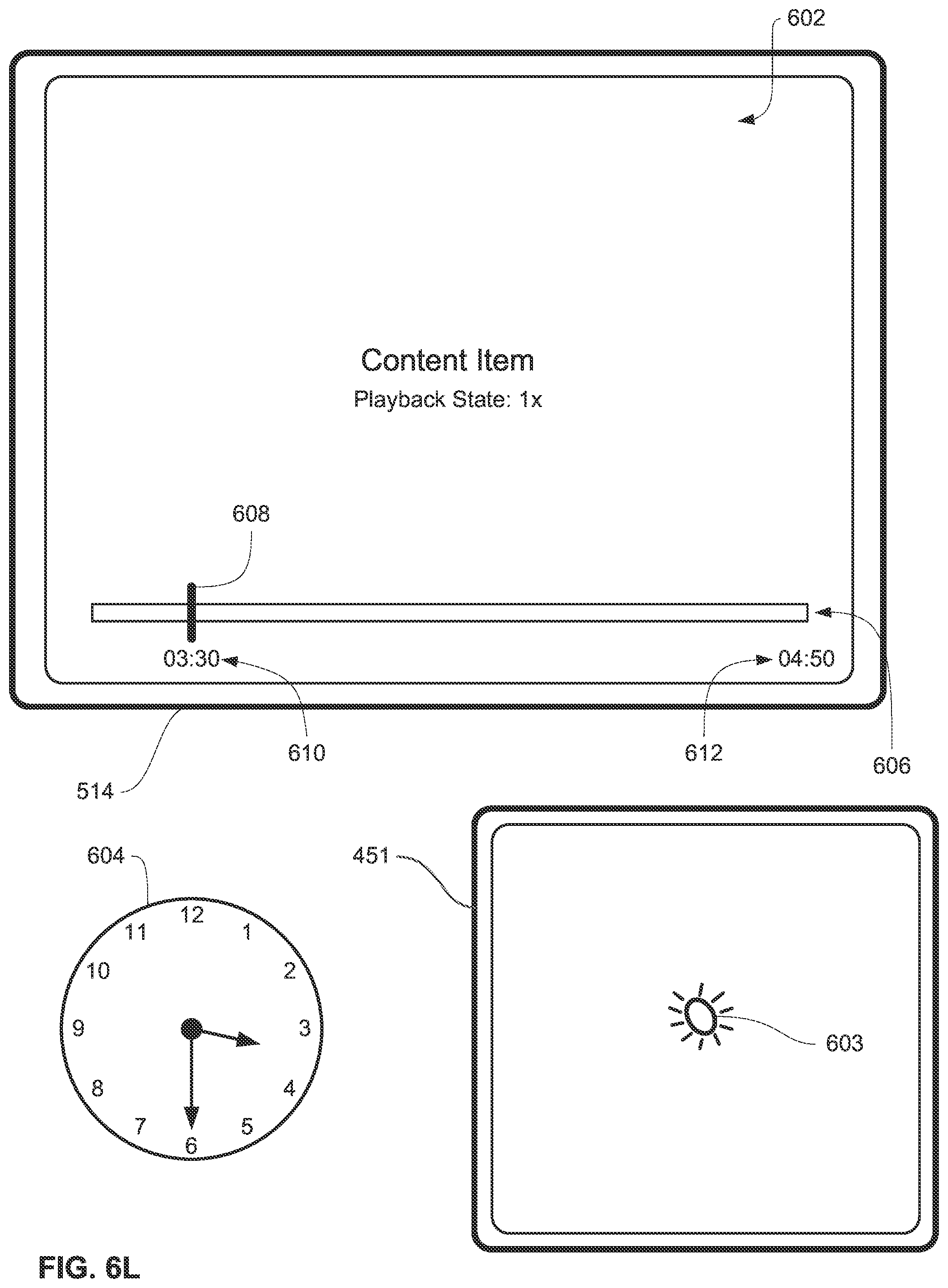 Patent US12112036 Figure 19 – Content scrubber bar with real-world time indications