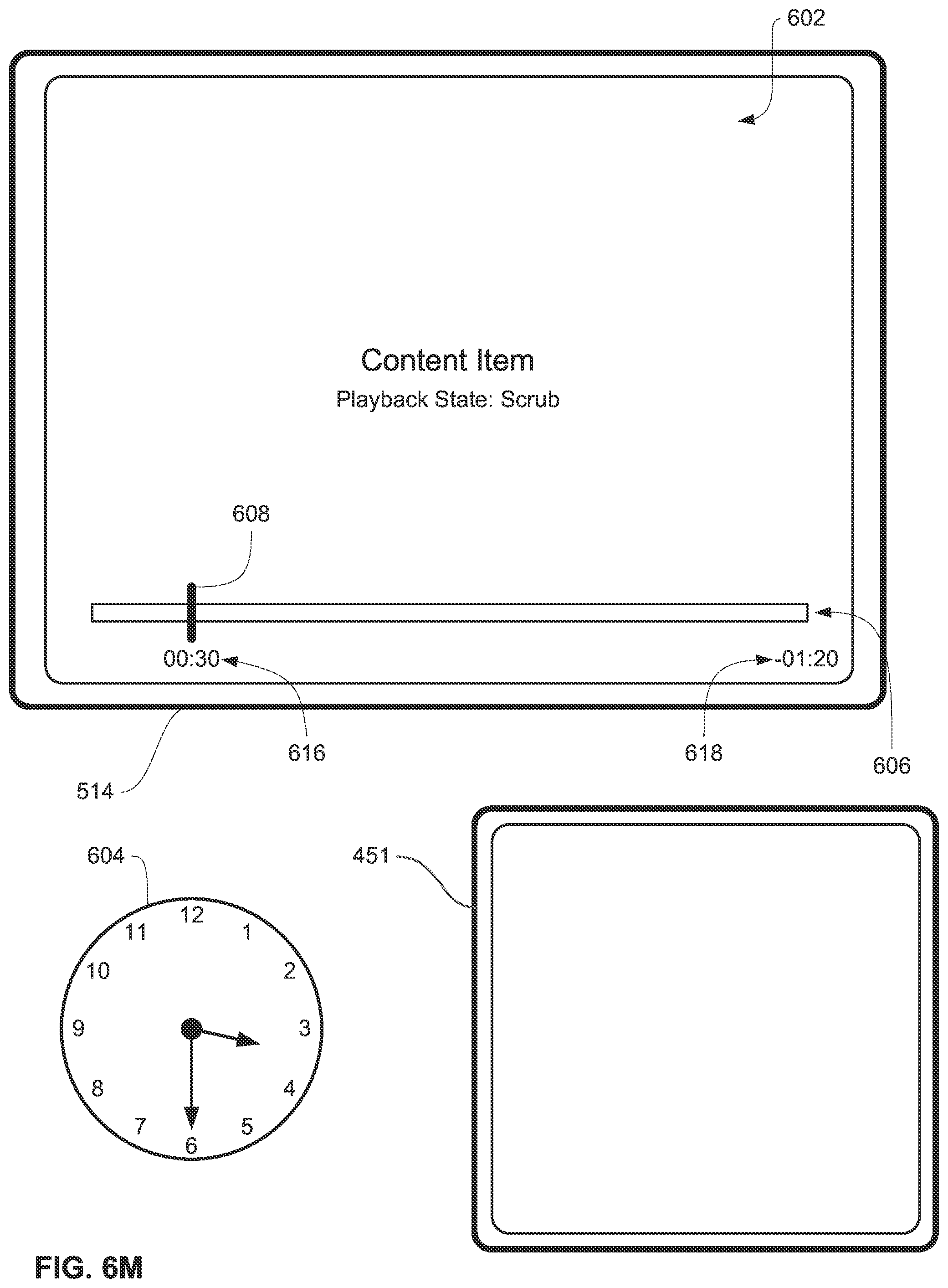 Patent US12112036 Figure 20 – Content scrubber bar with real-world time indications