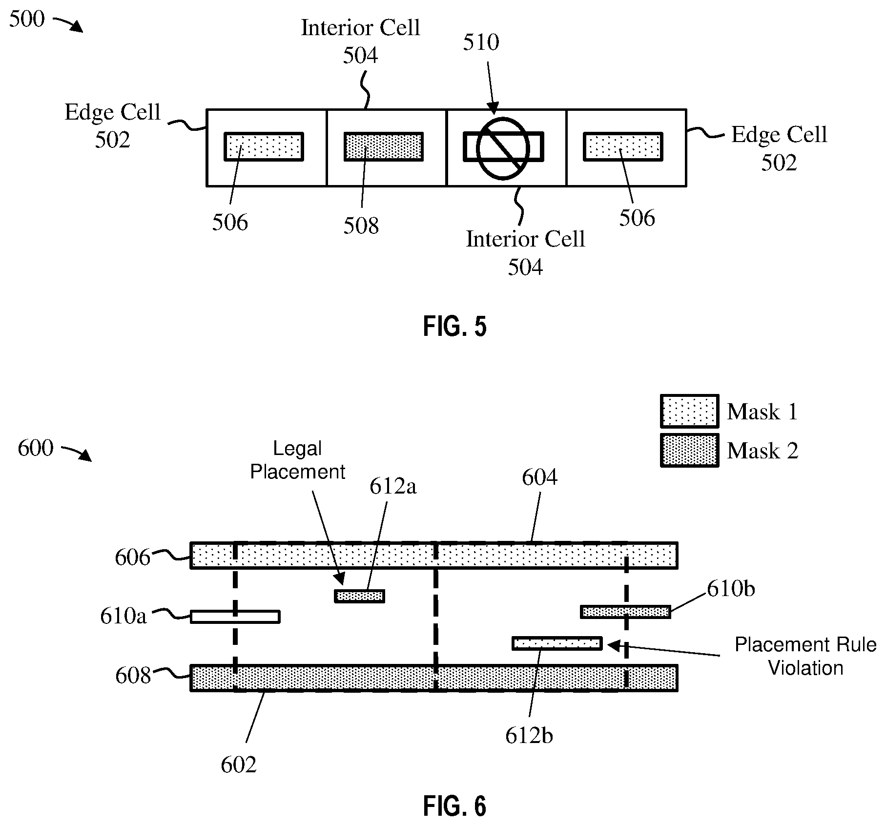 Patent US12112114 Figure 5 – Hierarchical color decomposition of library cells with boundary-aware color selection