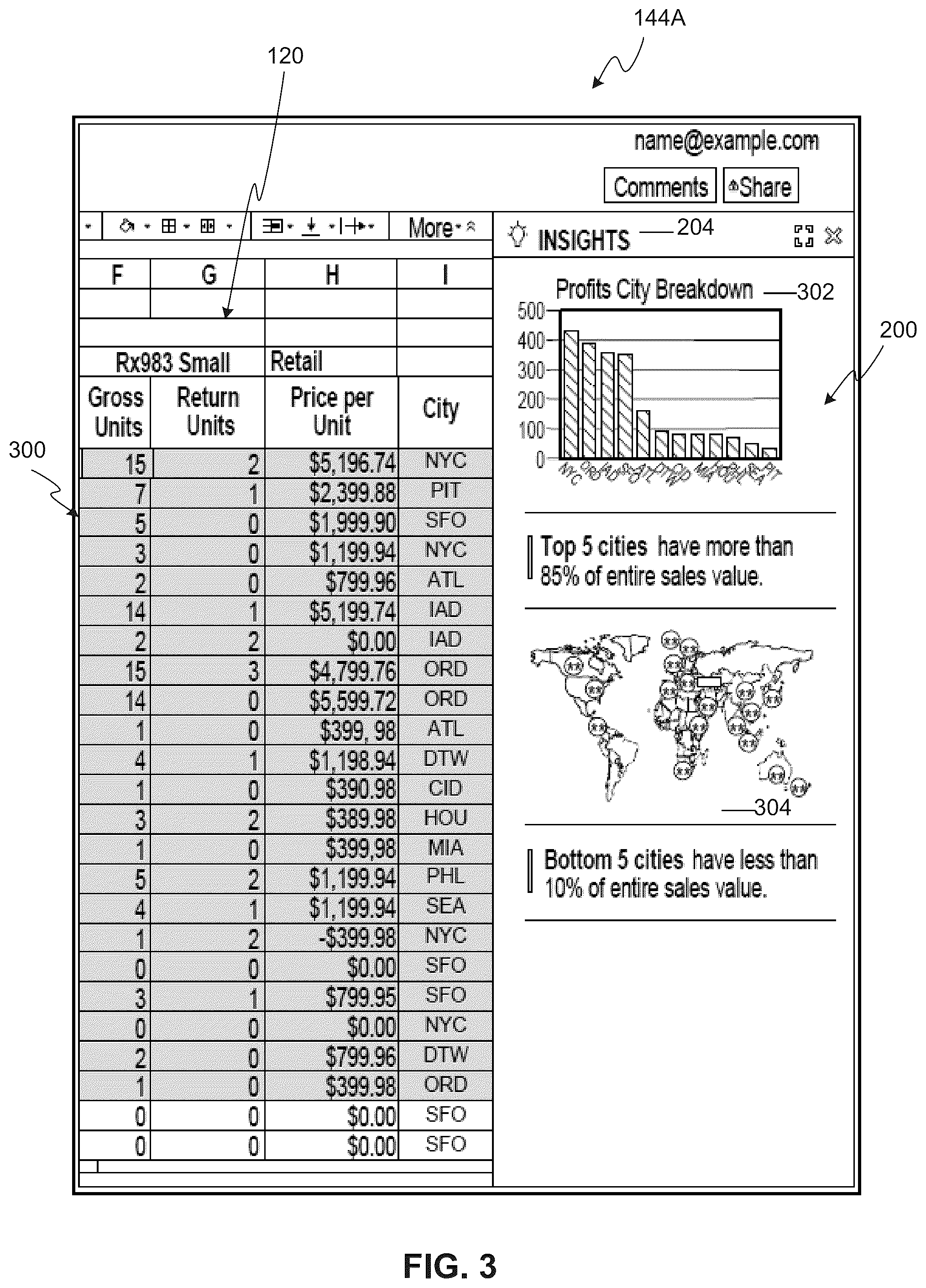 Patent US12112123 Figure 3 – Generating charts from data in a data table