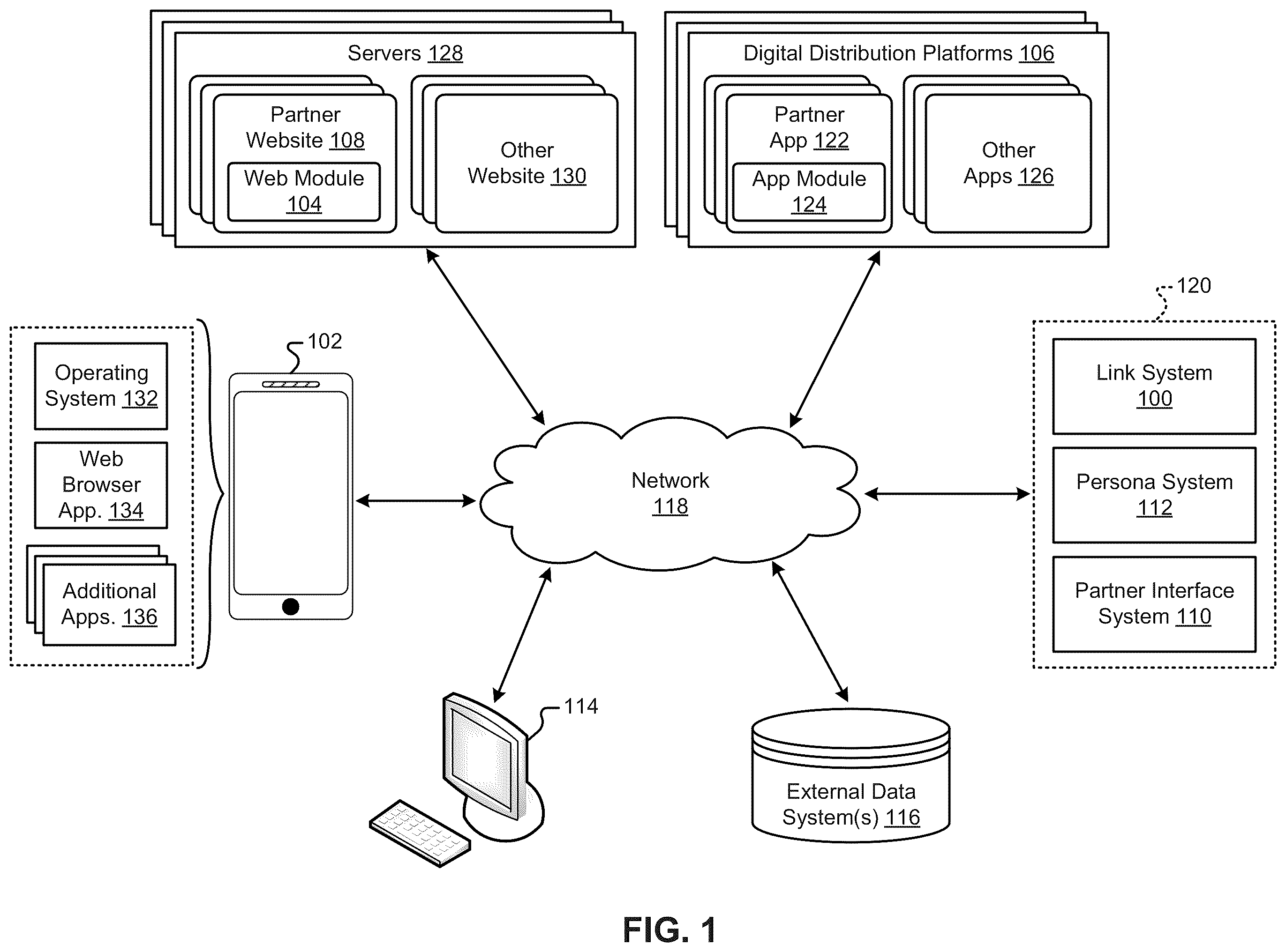 Patent US12112125 Figure 1 – Generating custom application links