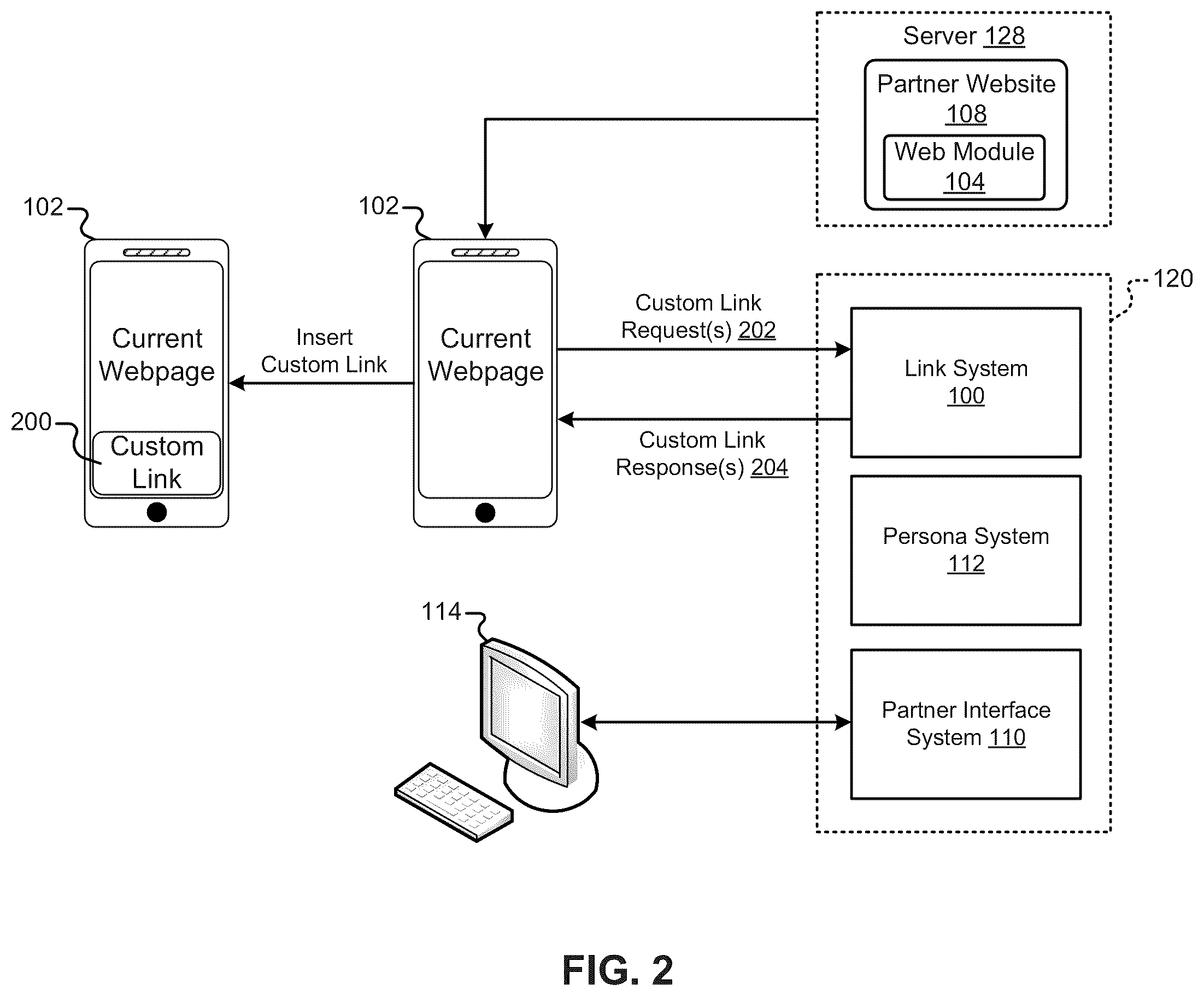Patent US12112125 Figure 2 – Generating custom application links