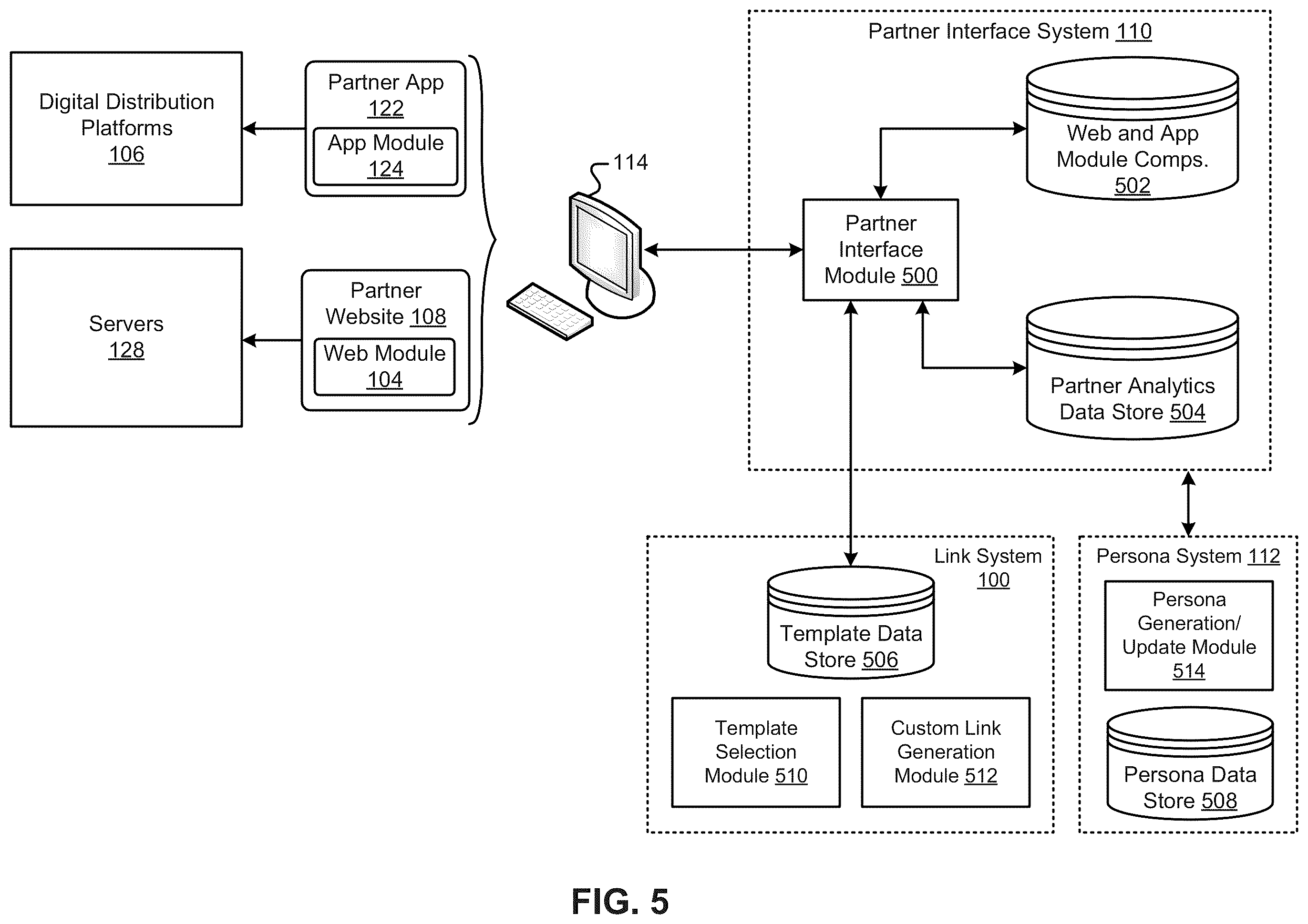 Patent US12112125 Figure 5 – Generating custom application links