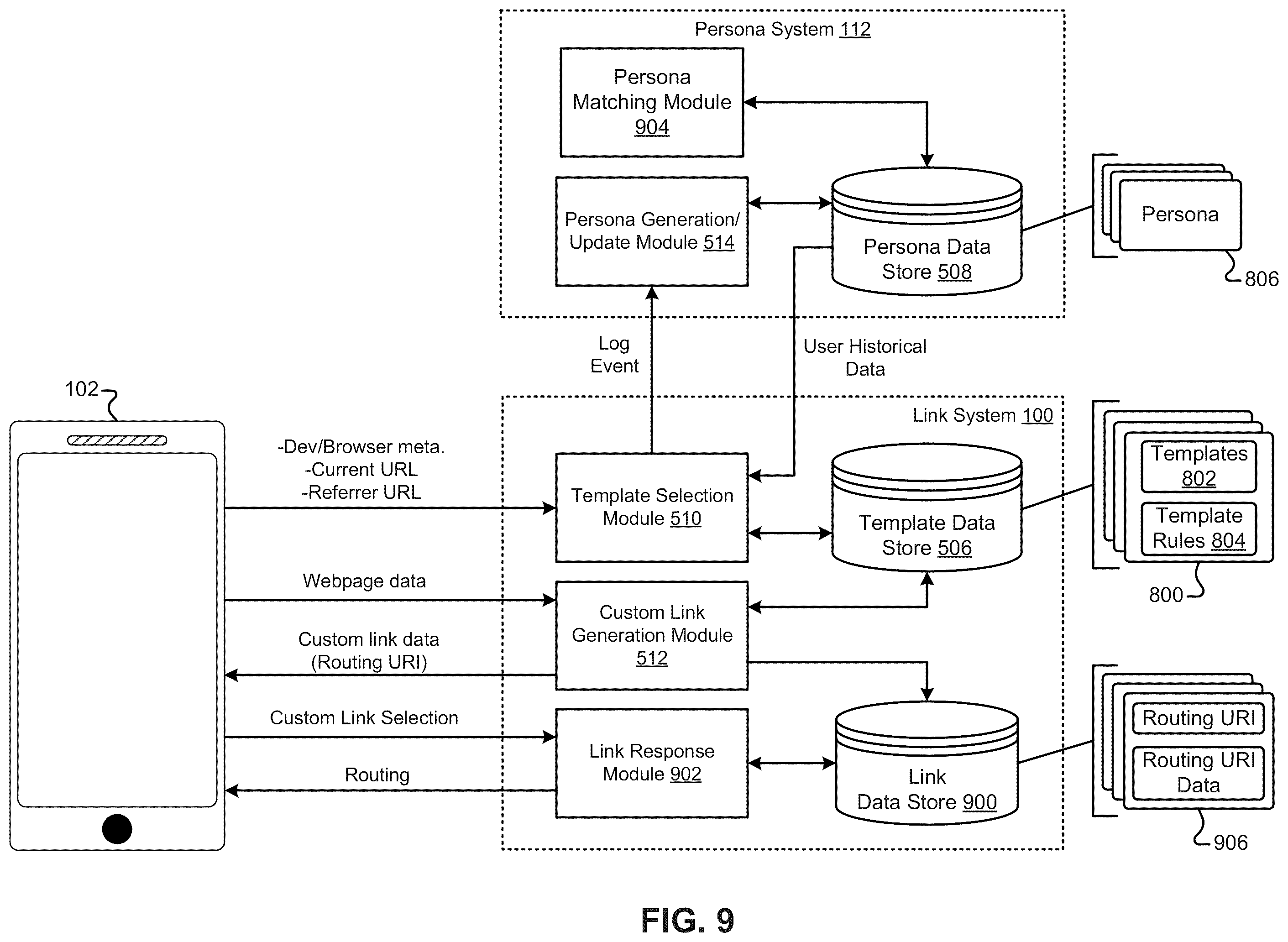 Patent US12112125 Figure 9 – Generating custom application links