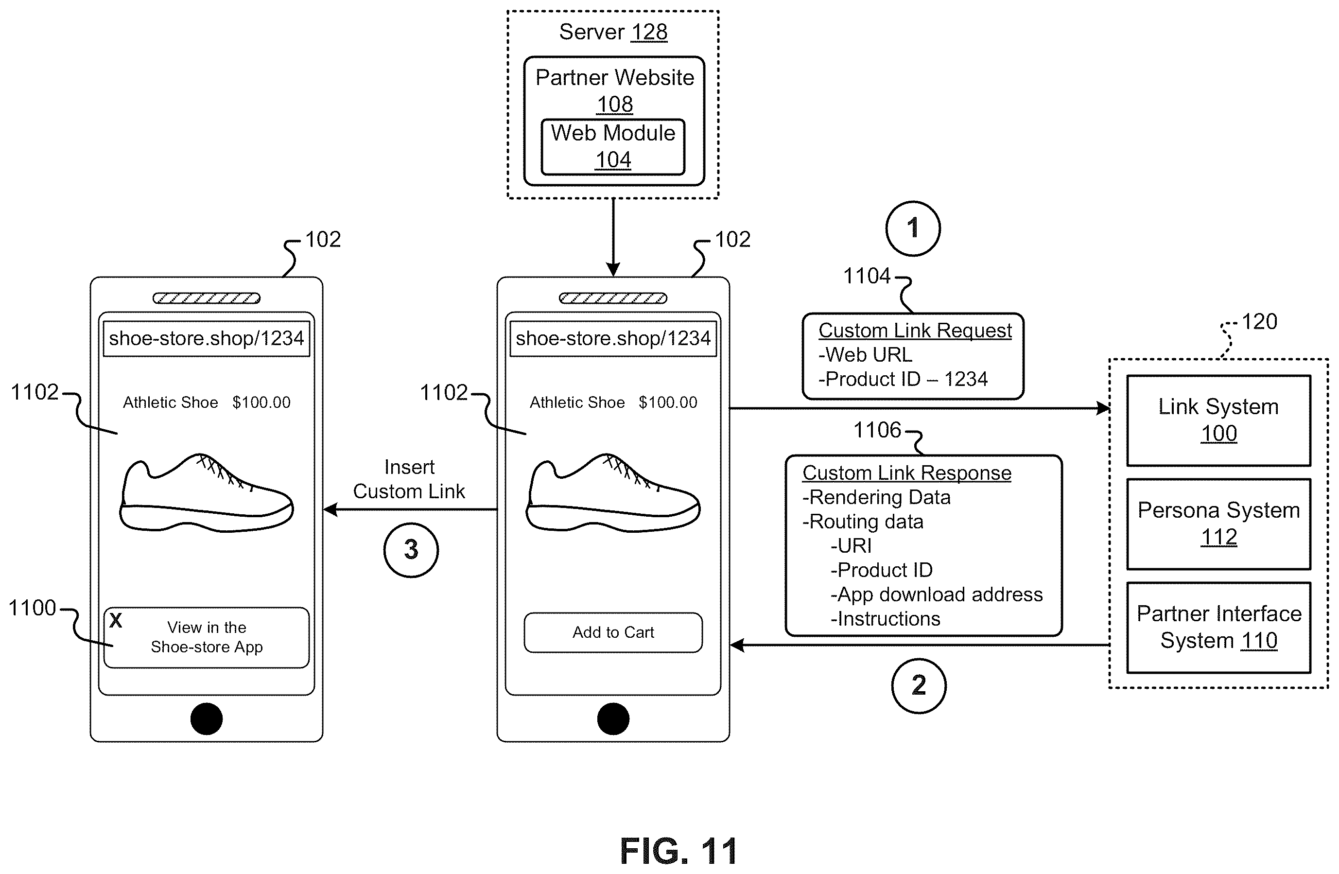 Patent US12112125 Figure 11 – Generating custom application links