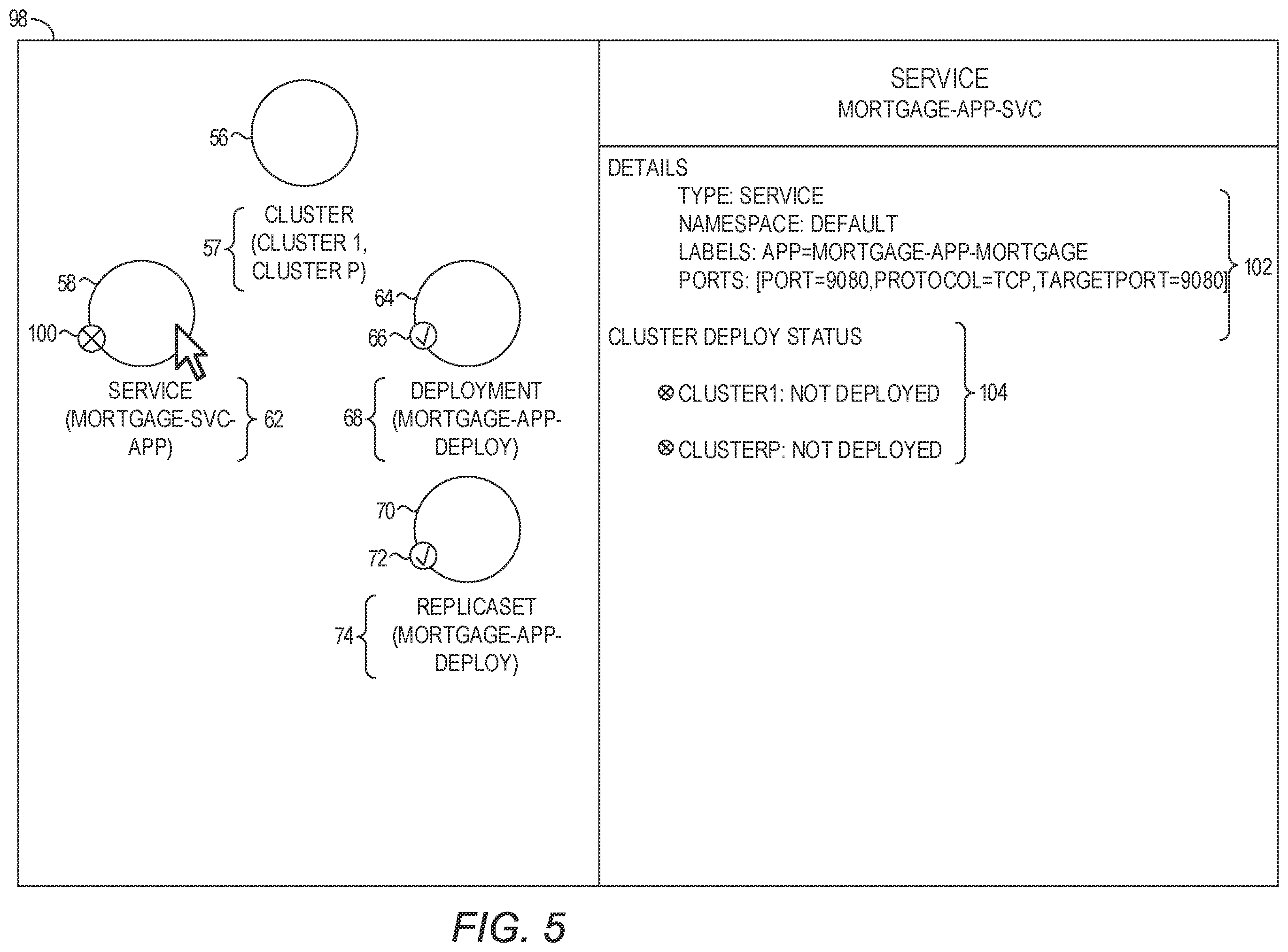 Patent US12112187 Figure 8 – Scalable visualization of a containerized application in a multiple-cluster environment