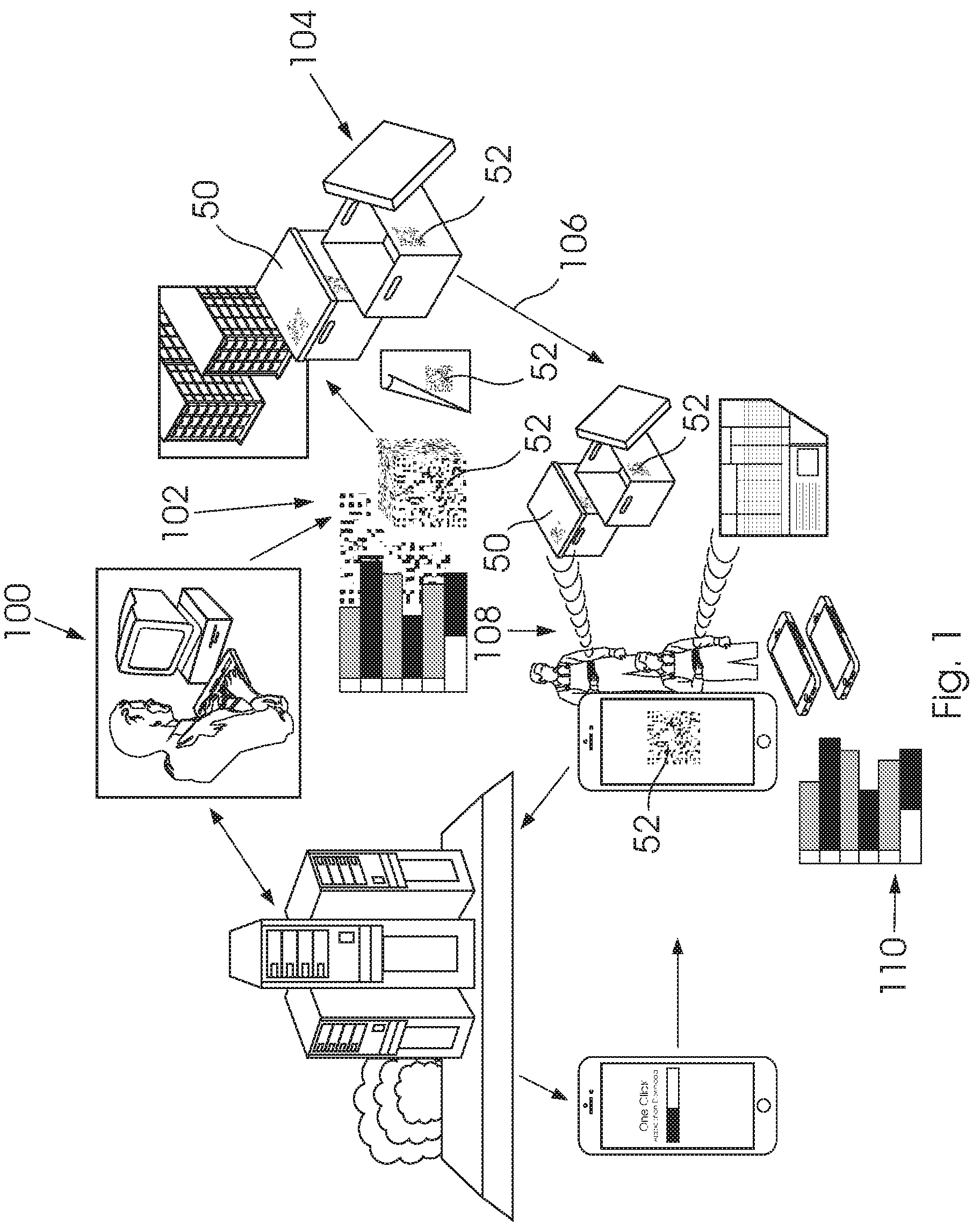 Patent US12112233 — System and method for the imparting of optical digital CPUS and ROM's to diverse physical objects — Figure 1