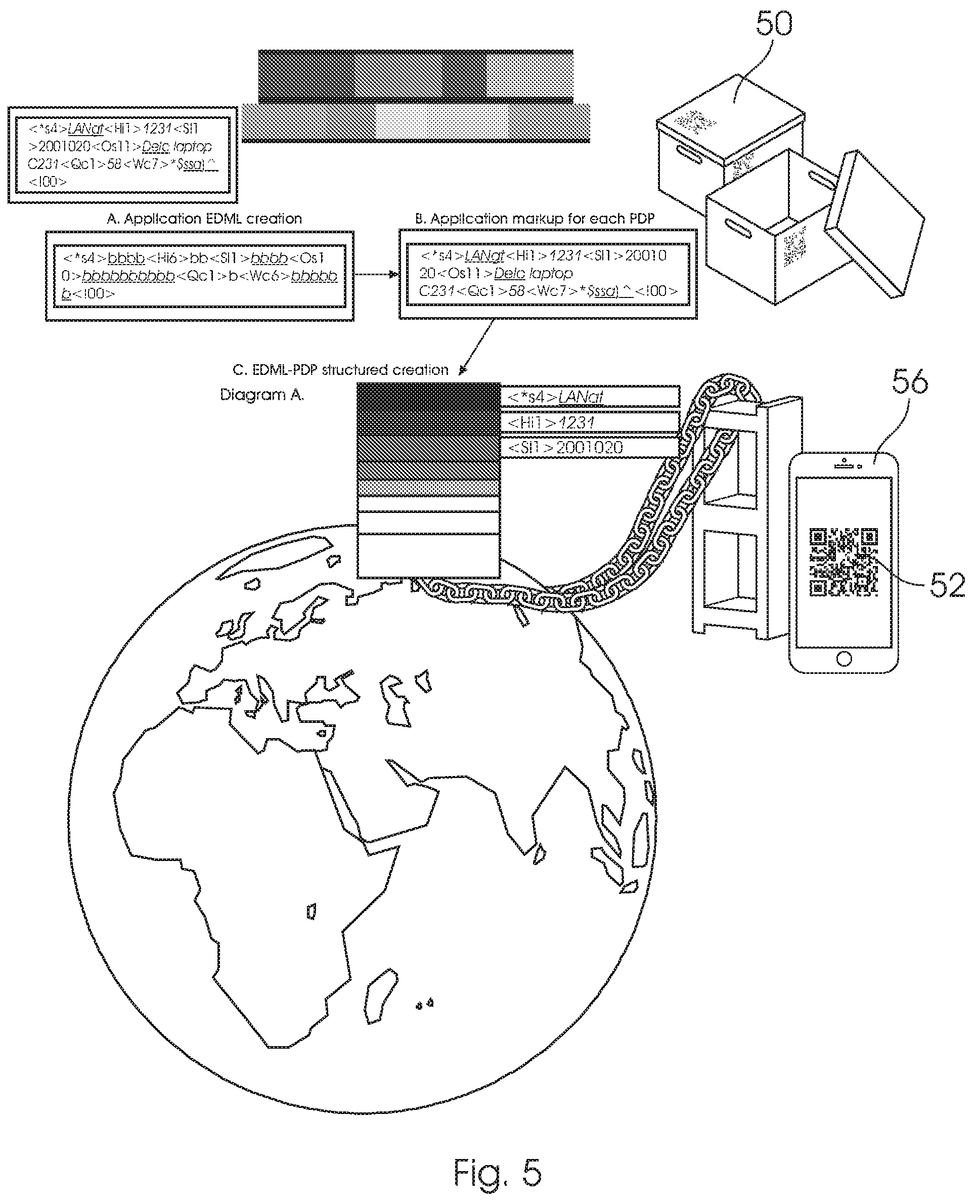Patent US12112233 Figure 5 – System and method for the imparting of optical digital CPUS and ROM's to diverse physical objects