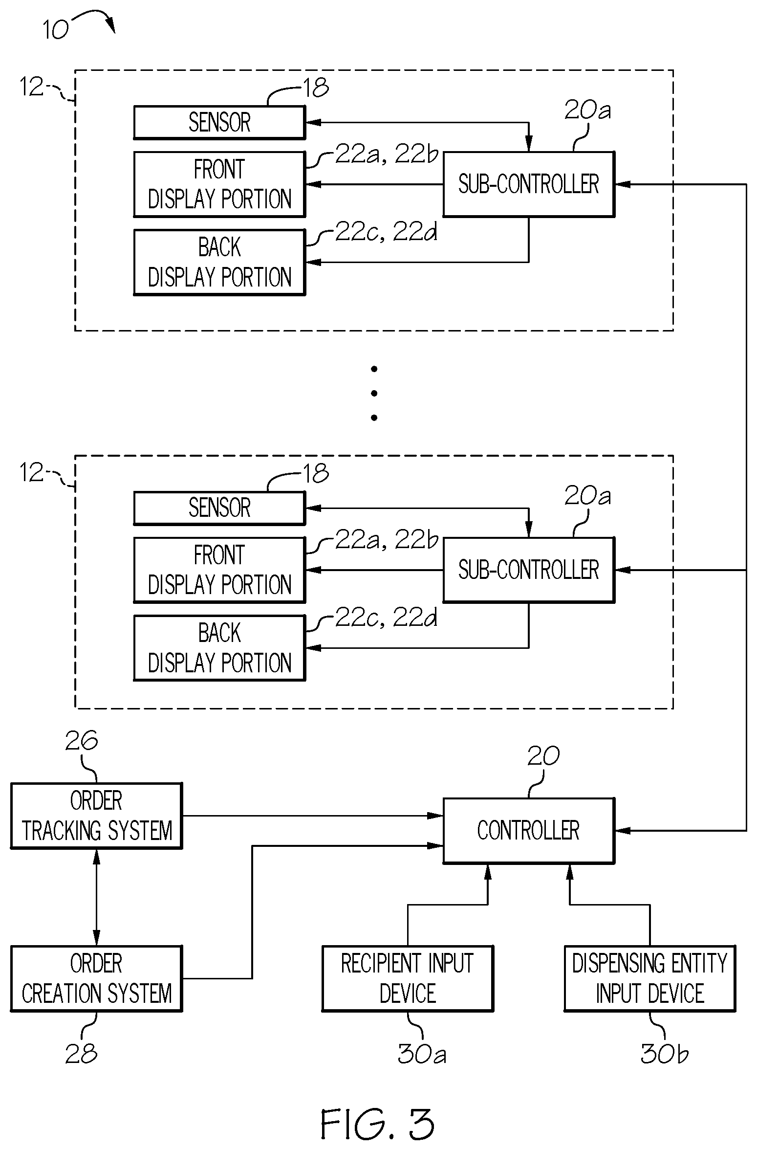 Patent US12112293 Figure 8 – Dispensing and tracking system
