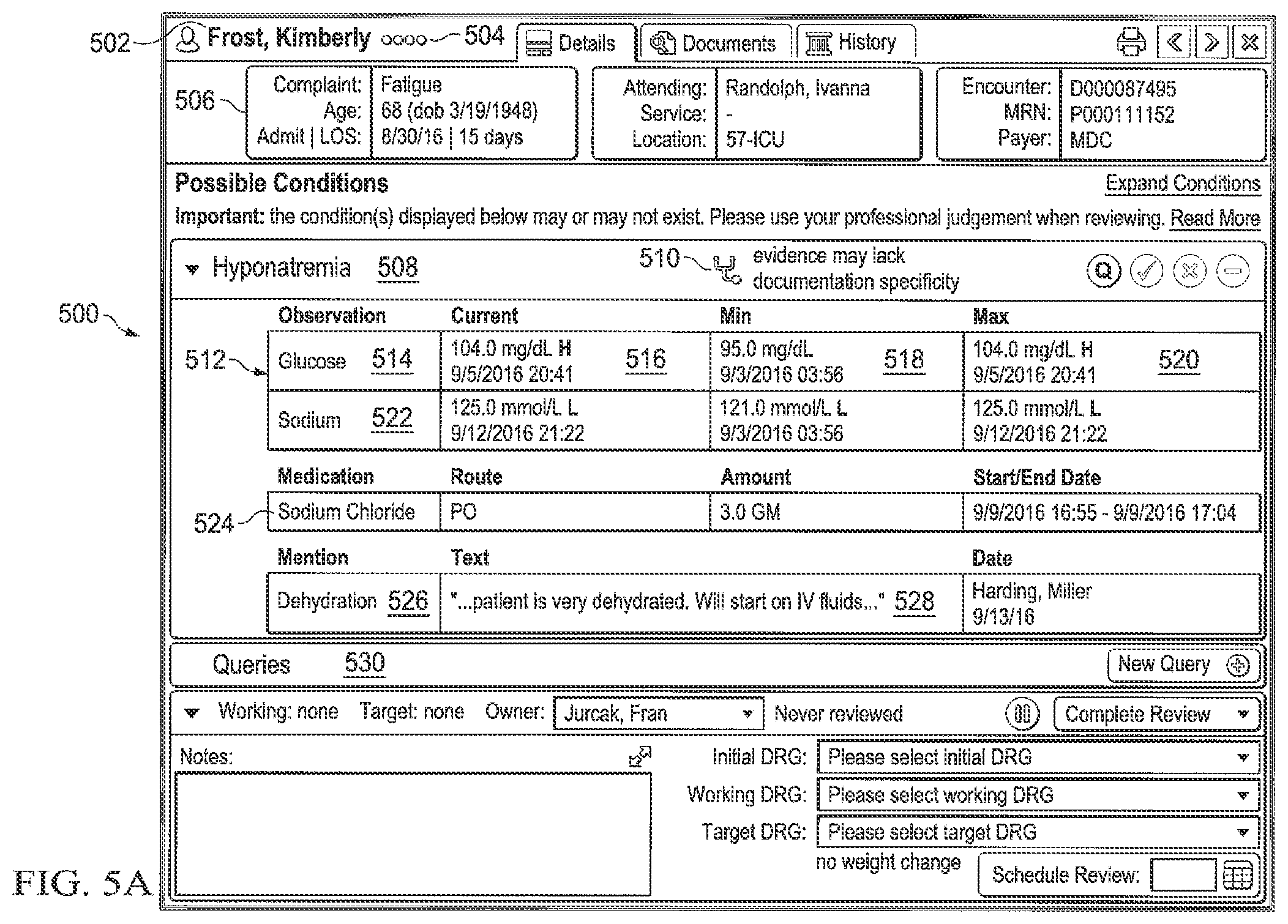 Patent US12112296 Figure 5 – High fidelity clinical documentation improvement (CDI) smart scoring systems and methods