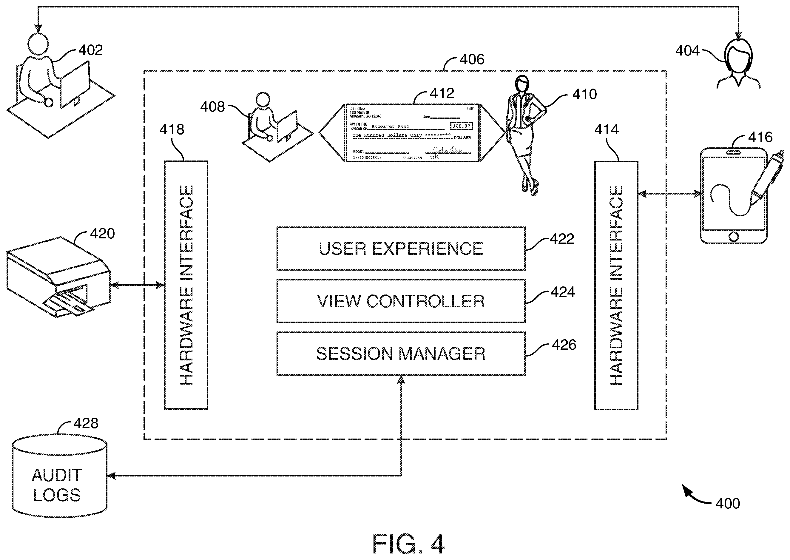 Patent US12112301 Figure 4 – Check exception processing in the meta verse